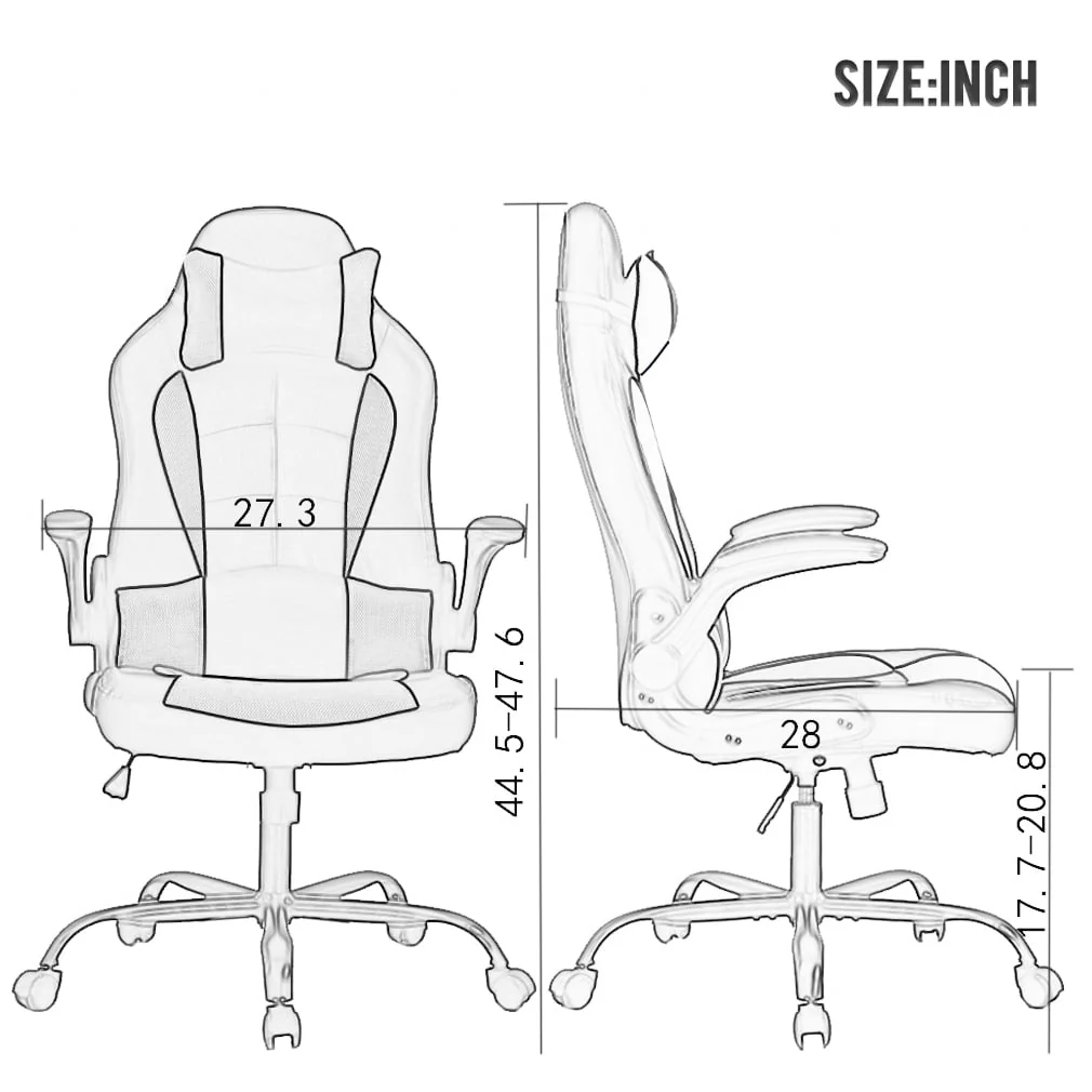 Gaming Chair Massage Office Chair Racing Desk Chair Ergonomic PC Executive High Back PU Leather Computer Chair with Lumbar Support Headrest Armrest Task Rolling Swivel Chair for Women Adults, Grey