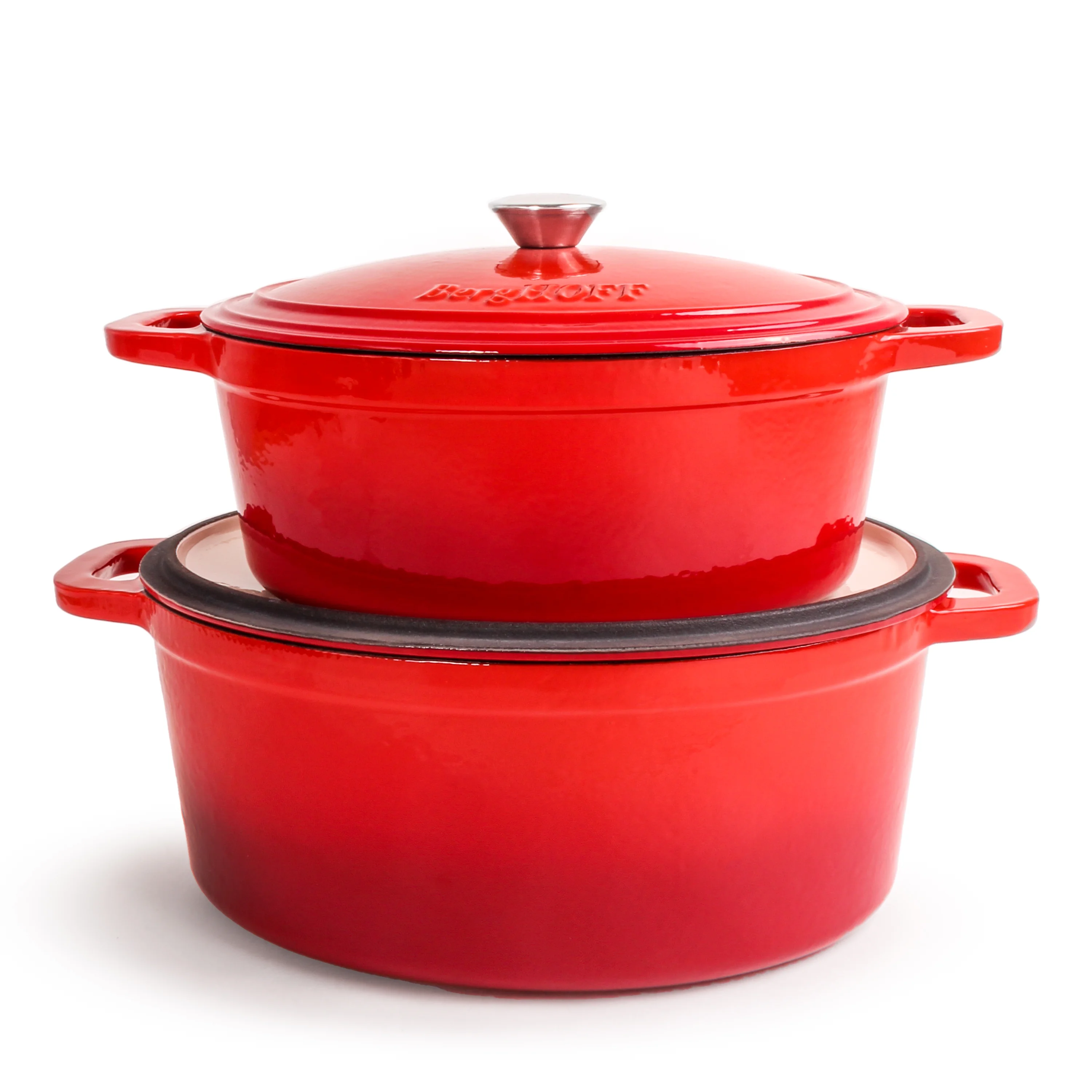 BergHOFF Neo 4Pc Cast Iron Set: 5qt. & 7qt. Covered Dutch Ovens, Green
