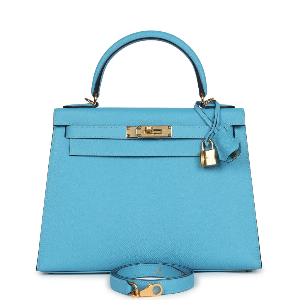 Kelly Sellier 28 Bleu du Nord Epsom Gold Hardware