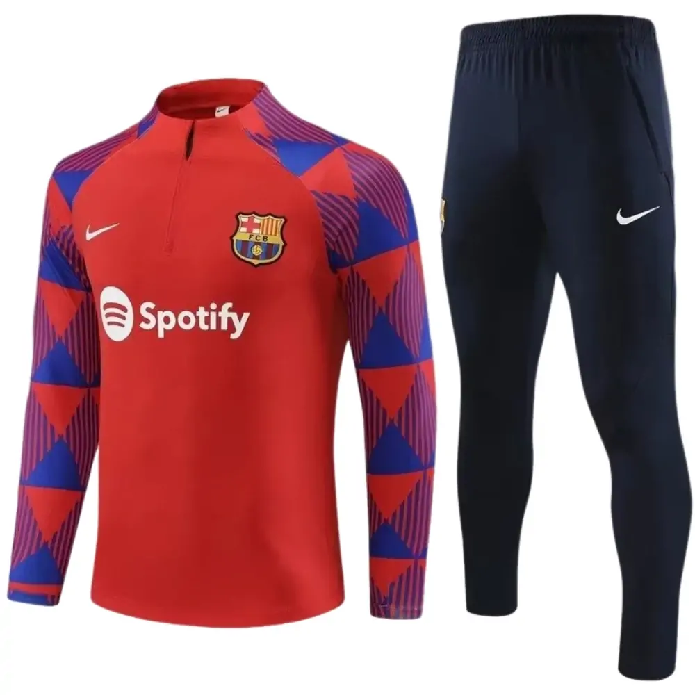 2023/2024 Barcelona half-pull training suit red suit 1:1 Thai quality