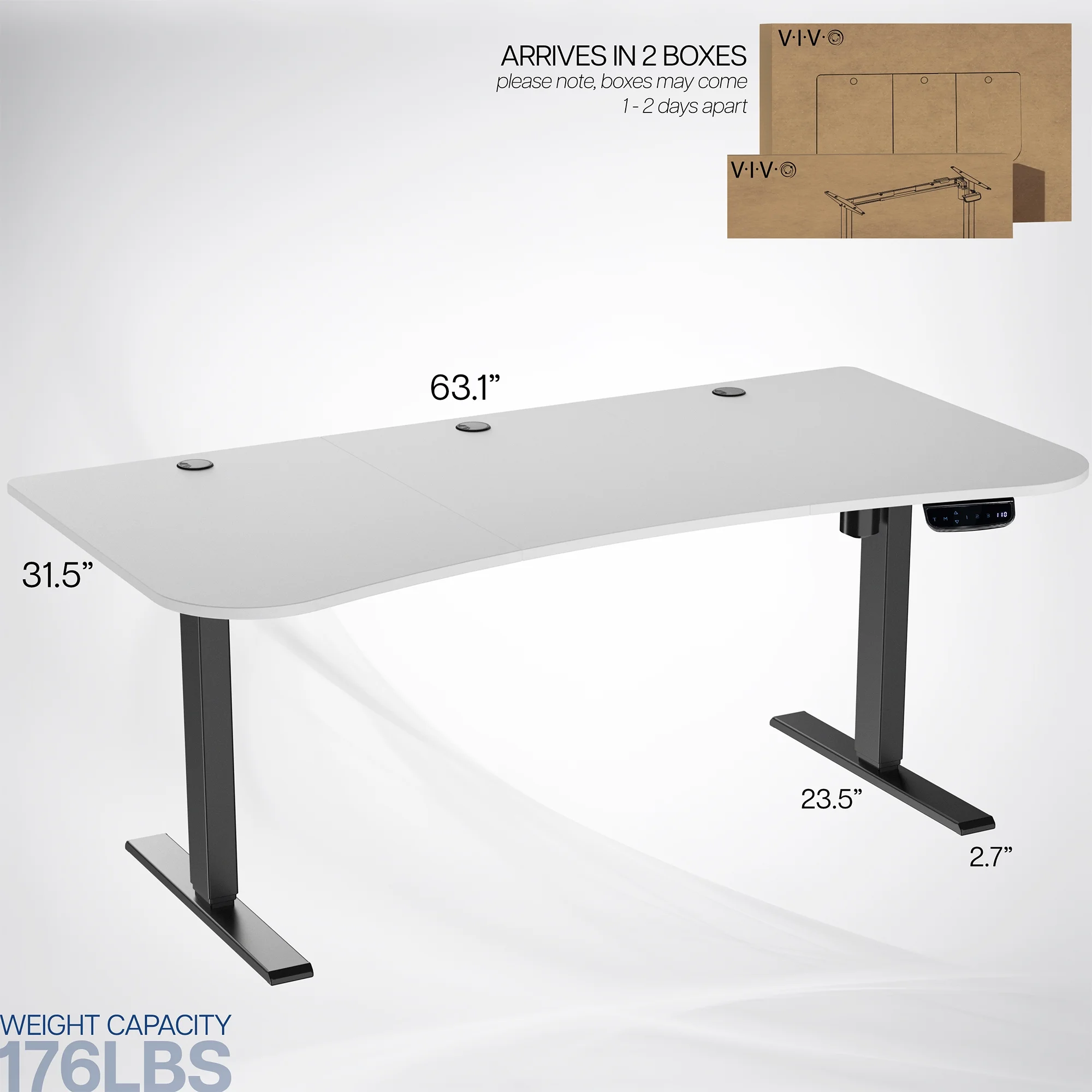 VIVO Reclaimed Wood / Black 63�?x 32�?Electric Height Adjustable Stand Up Desk