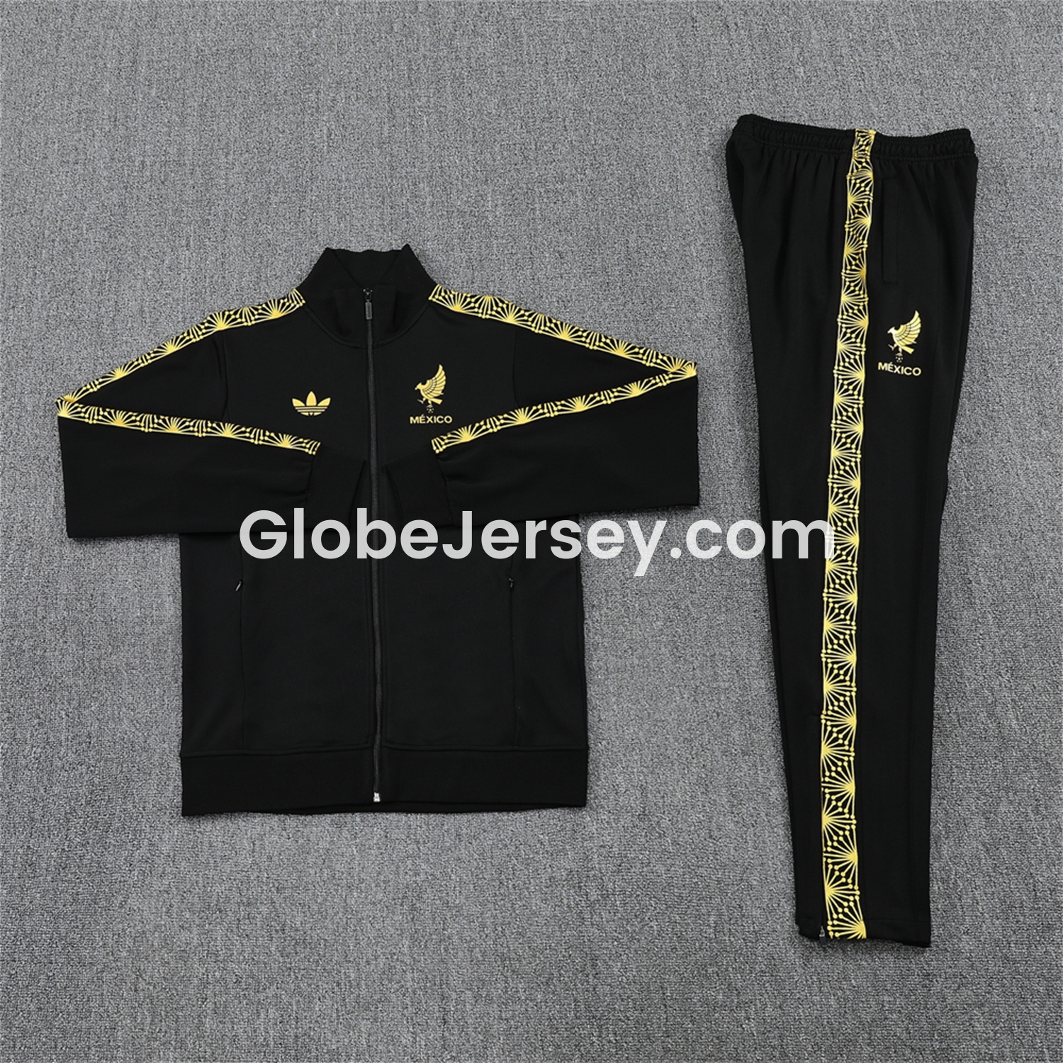 Kids Mexico 2025 Gold Cup Kids Jacket Training Tracksuit - Black Top & Pants