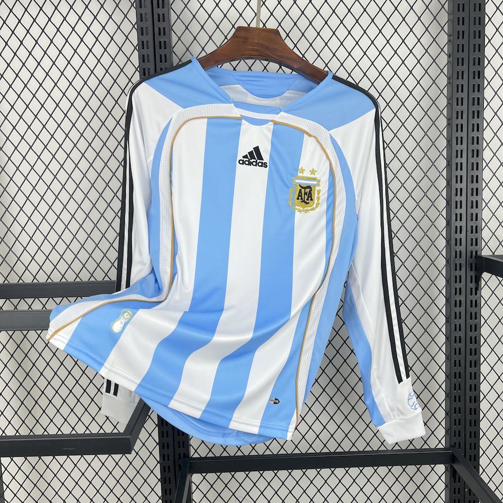 Retro Argentina 2006 Home Long Sleeves Jersey