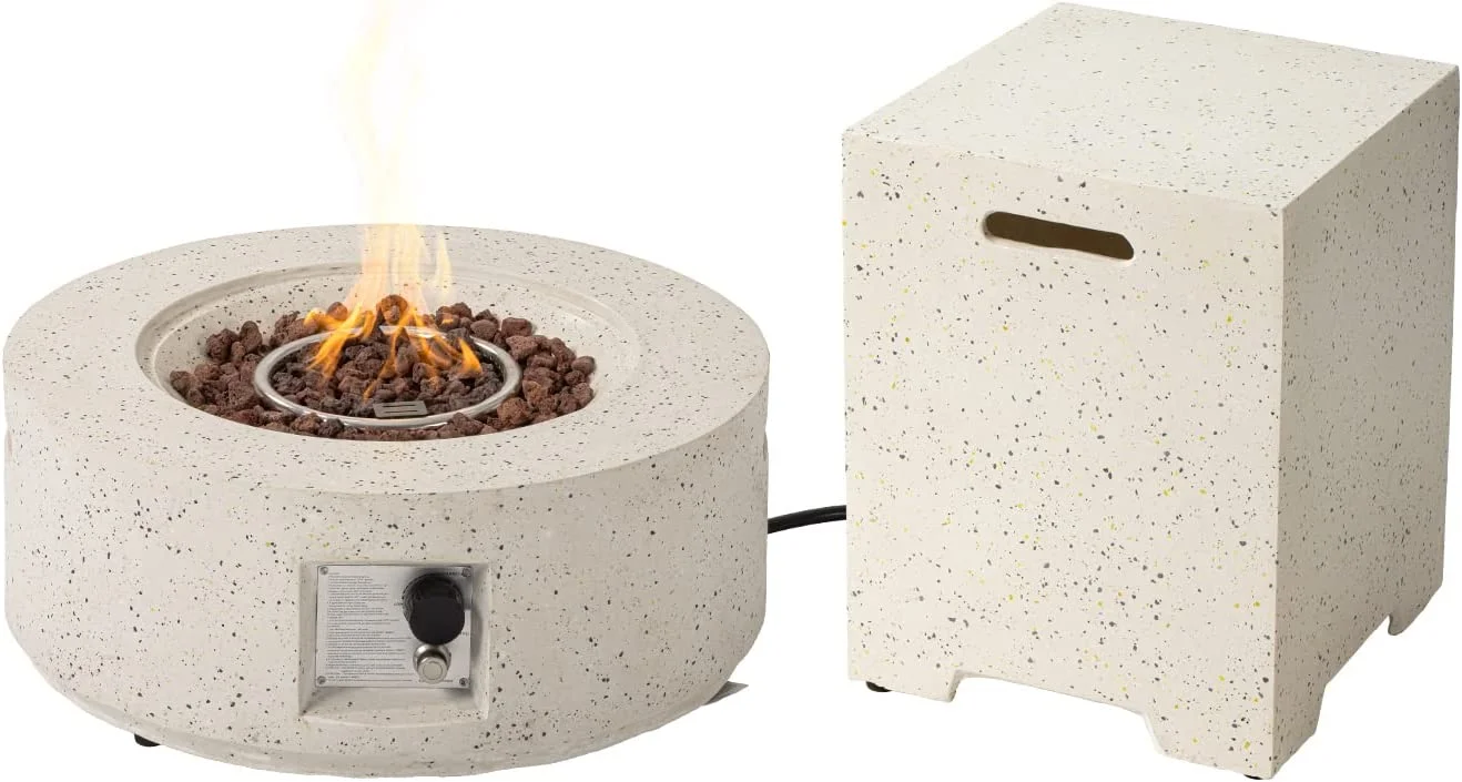 COSIEST 40,000 BTU Outdoor Camping Bonfire 28-inch Round Propane Fire Pit Table Set with Stainless steel