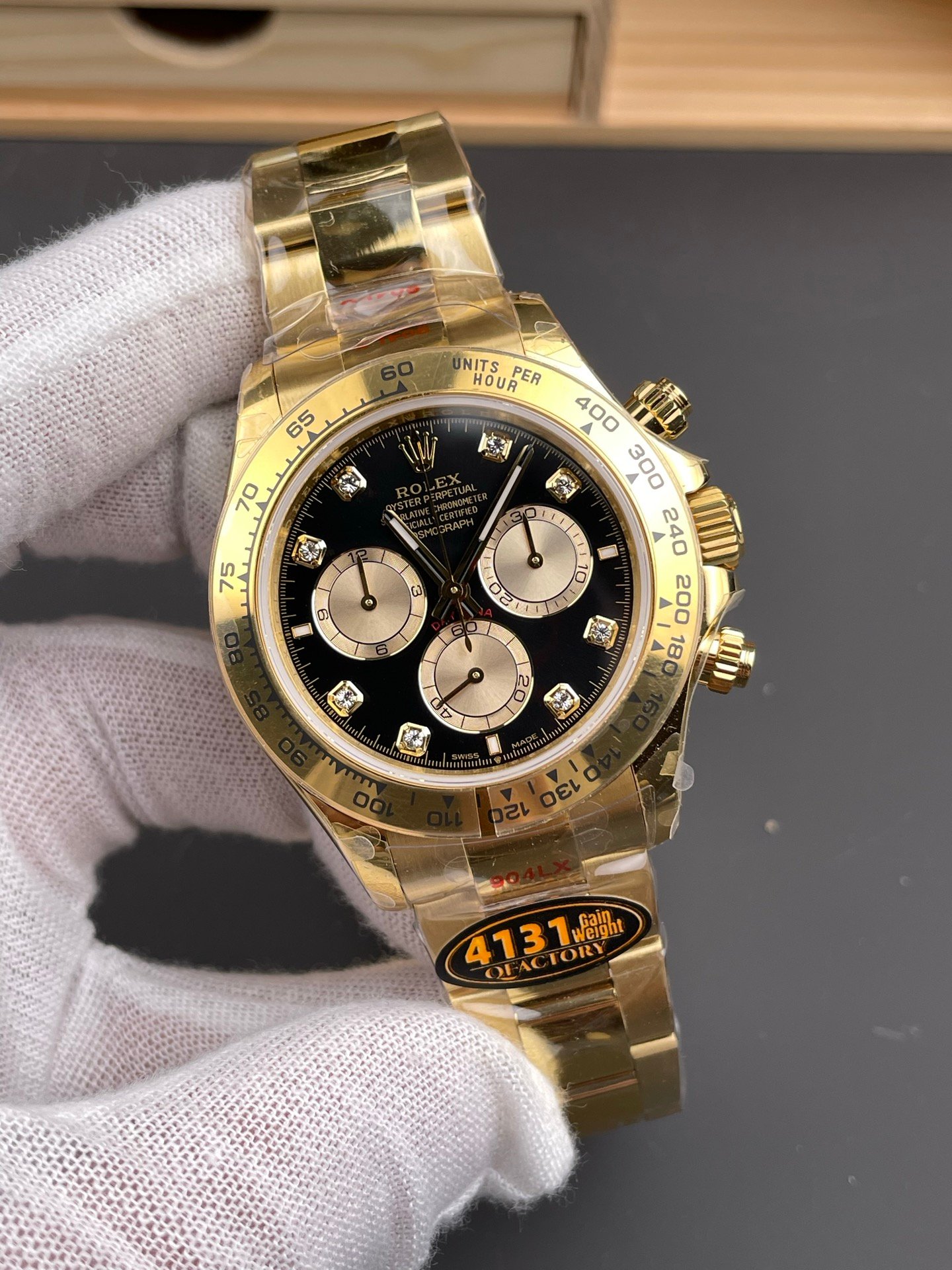 Rolex Daytona Full Gold Black Diamond