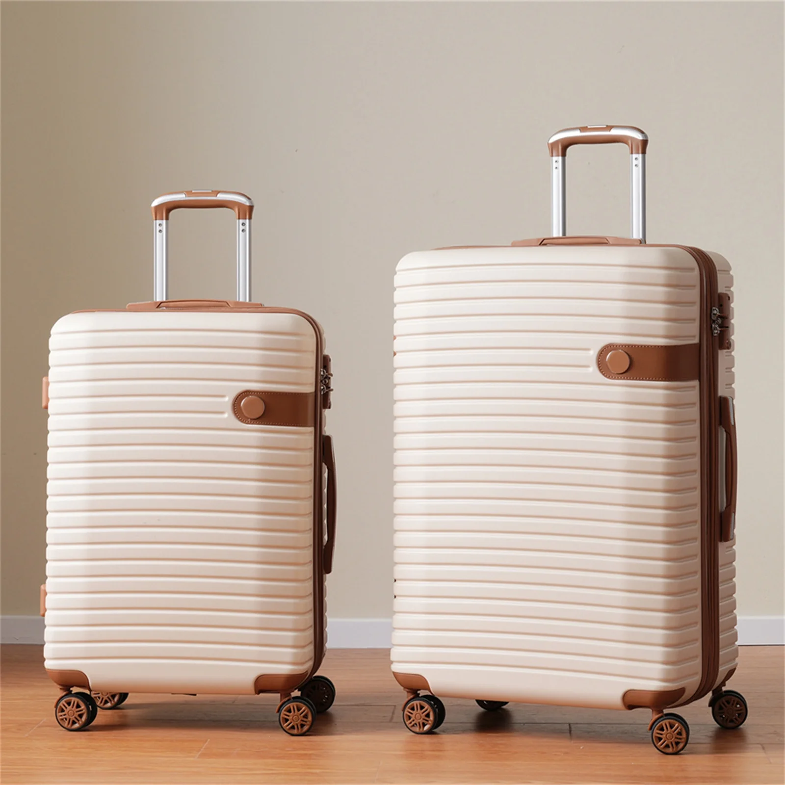 Kojooin 4 Piece Hardshell Expandable Suitcase Set with TSA Lock and Spinner Wheels, Chocolate