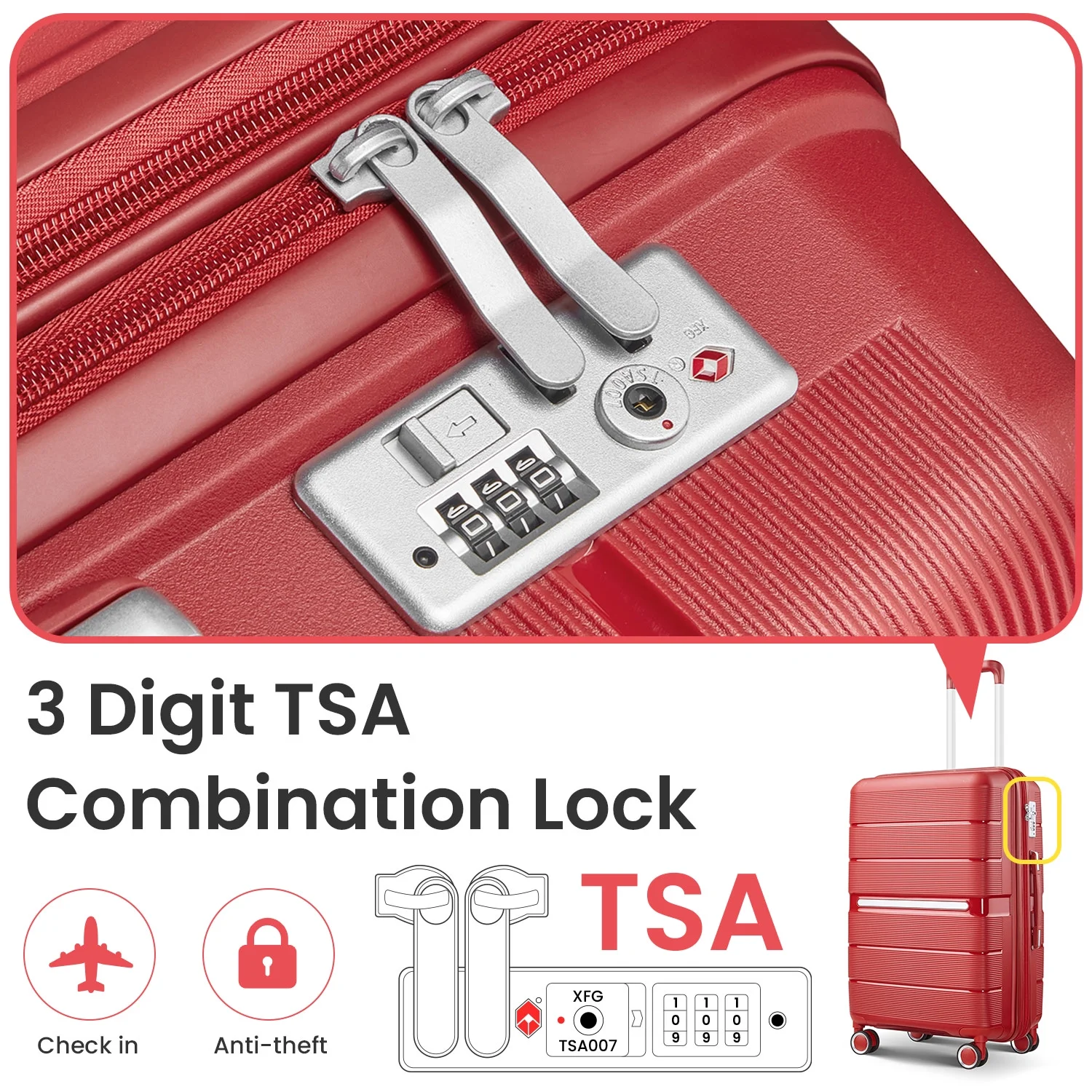 4 Piece Luggage Set, Expandable Lightweight Suitcase Set, PP Materials Travel Luggage with TSA Lock Spinner Wheels, White (14/20/24/28)