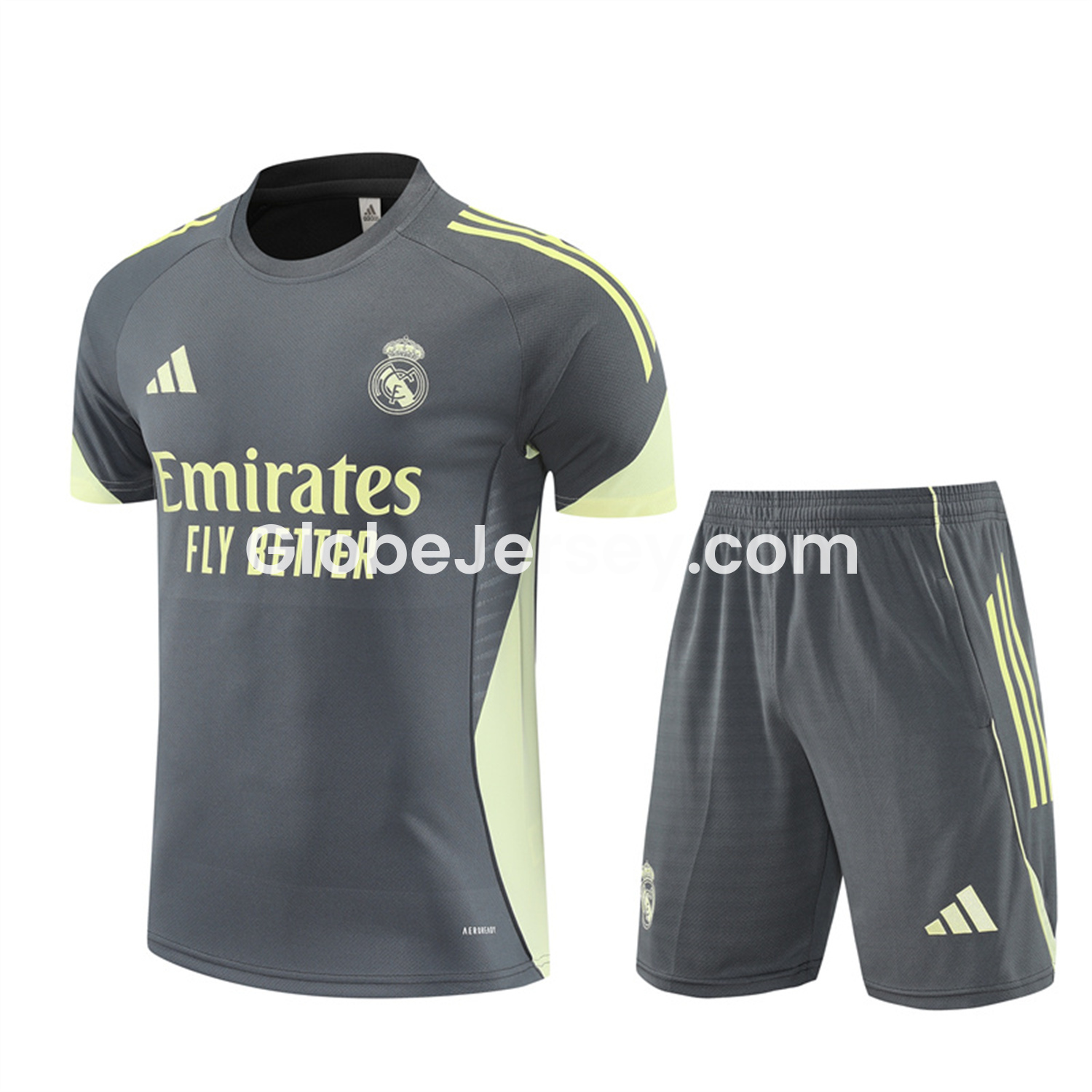 Real Madrid 25-26 Short-Sleeve Training Set - Deep Grey Top and Shorts