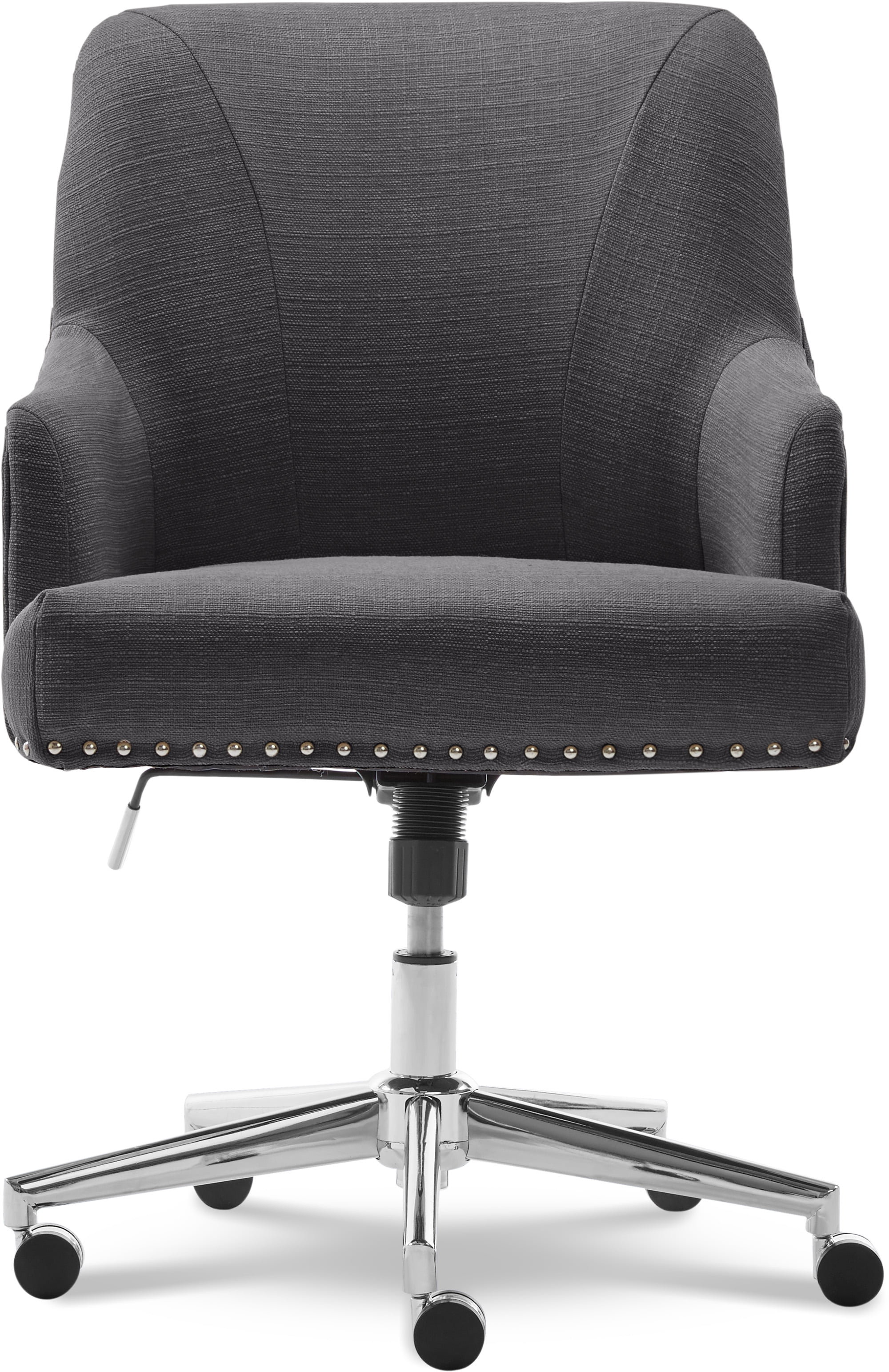 Serta Leighton Home Office Desk Chair Chrome Nailheads Twill Fabric Lilac Purple