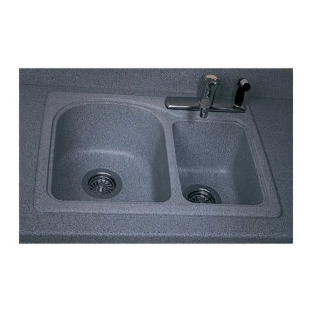 Dual Mount Composite 25x18x7.5 1-Hole Double Bowl Kitchen Sink in White