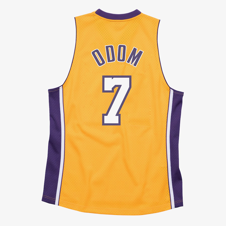 Men's Lamar Odom Gold Los Angeles Lakers 2009/10 Hardwood Classics Swingman Player Jersey