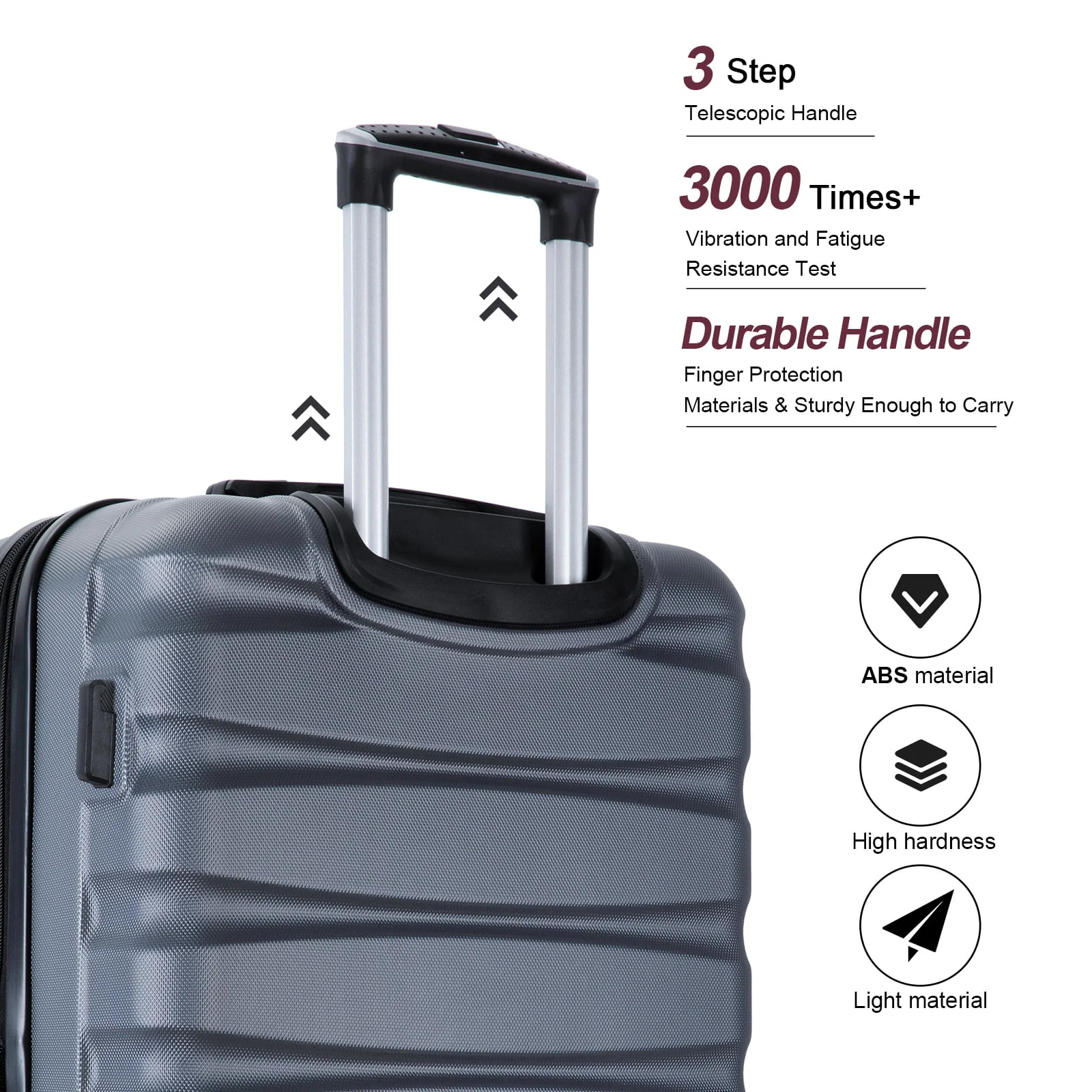 Travelhouse 3 Piece Luggage Set Expandable Hardshell Lightweight Suitcase with TSA Lock Spinner Wheels 20in24in28in.(Gray)
