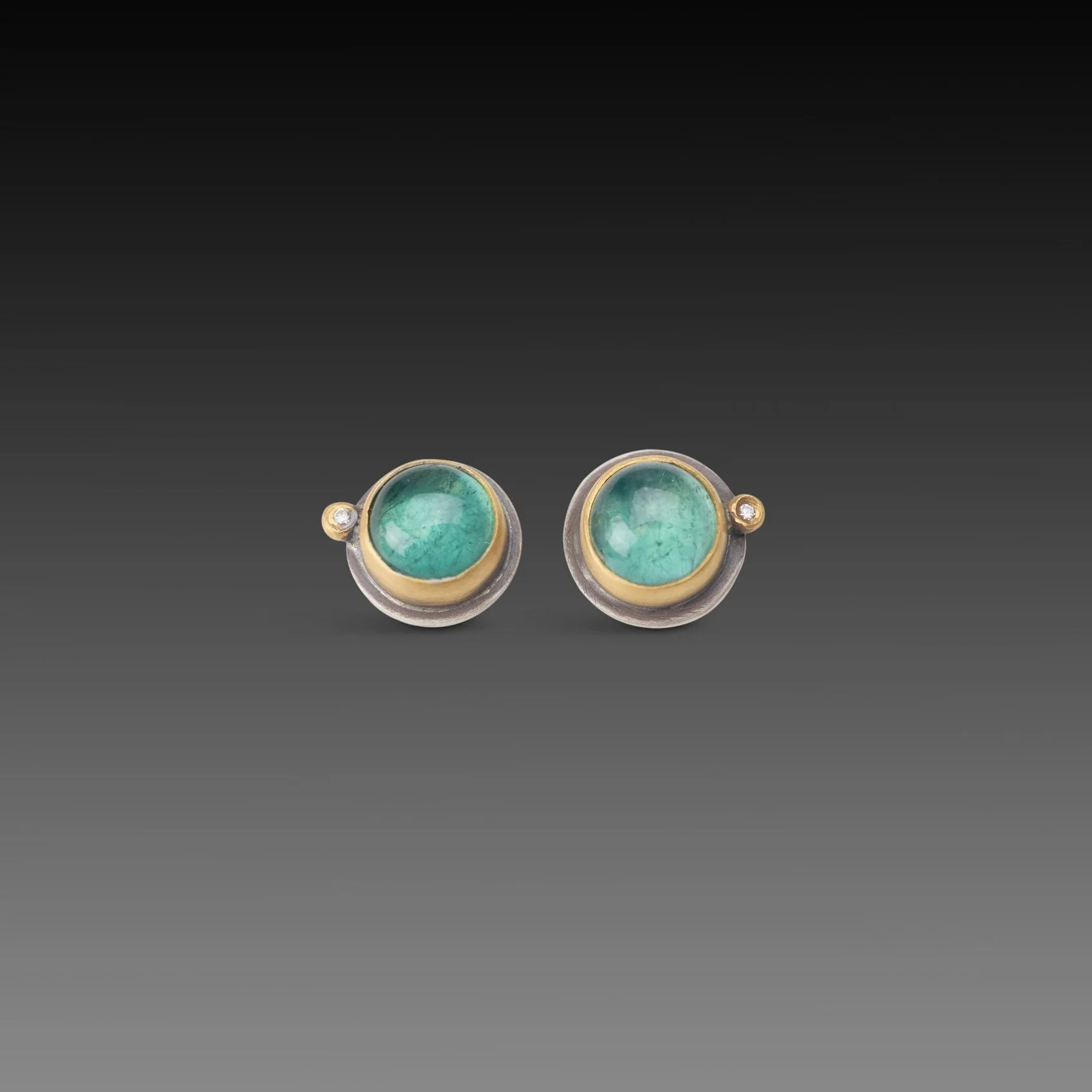 Tourmaline Stud Earrings with Diamond Dot