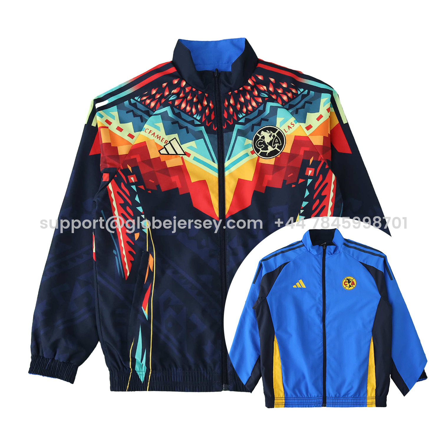 Club América 25-26 Throwback Double Sided Reversible Windbreaker - Blue & Black