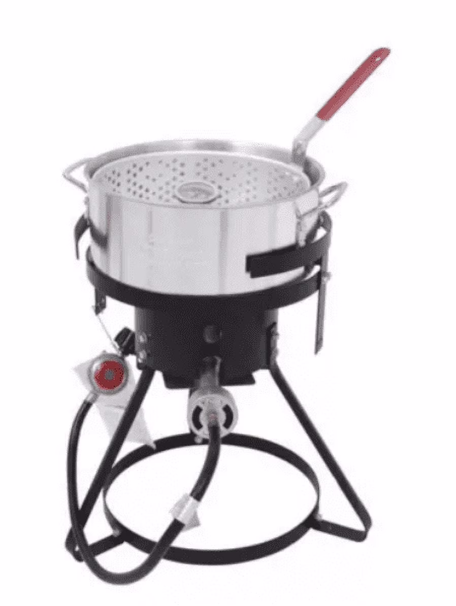 Red Mountain Valley Outdoor Propane Turkey Deep Fryer Set 30&10 Quart Fish Fryer with Basket, 50,000 BTU Burner, Large Seafood Boiler Kit, Outdoor Cooking for Frying, Boiling
