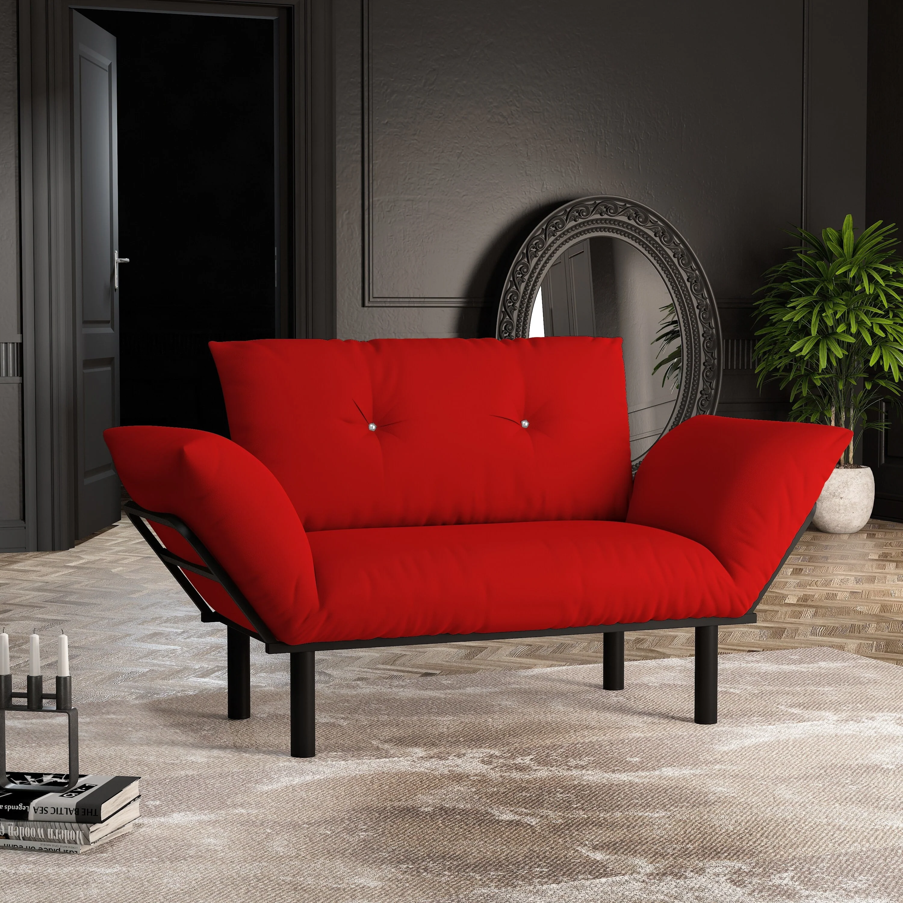 49'' Flared Arms Modern Comfortable Loveseat With Removable Cushions Blue