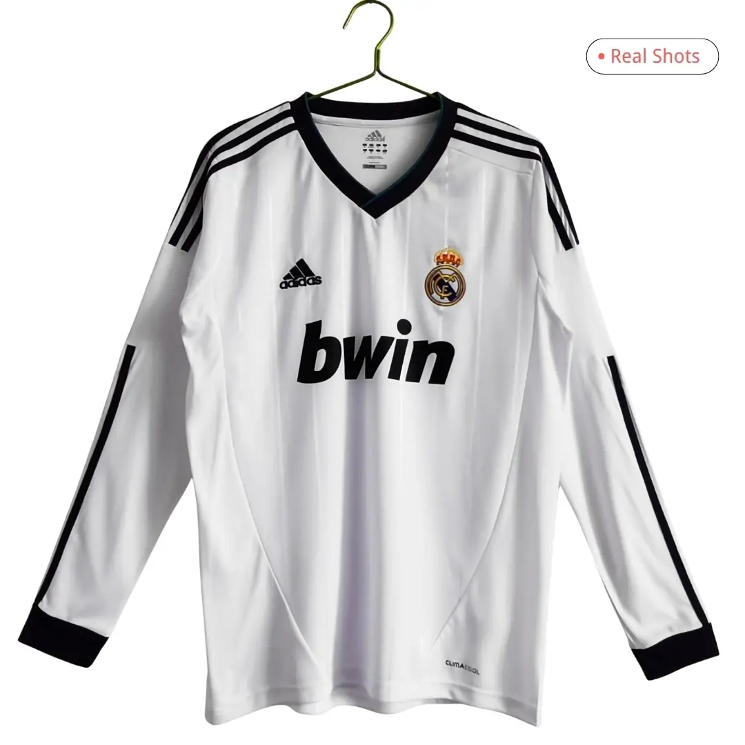 Real Madrid 2012/13 Home Long Sleeve Retro Soccer Jersey