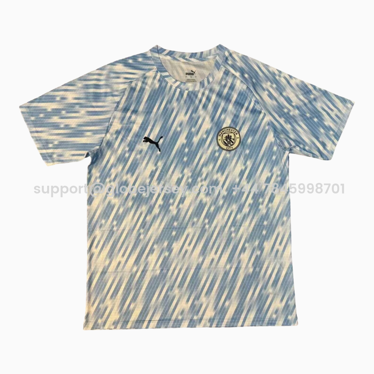 Manchester City 25-26 Blue And White Linear Gradient Pre-Match Training Jersey - Fans Version