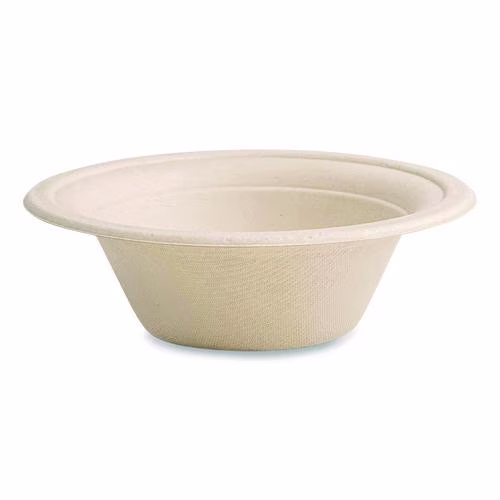 Vegware Nourish Molded Fiber Tableware, Compostable, Bowl, Sugarcane, 12 oz, White, 1,000/Carton