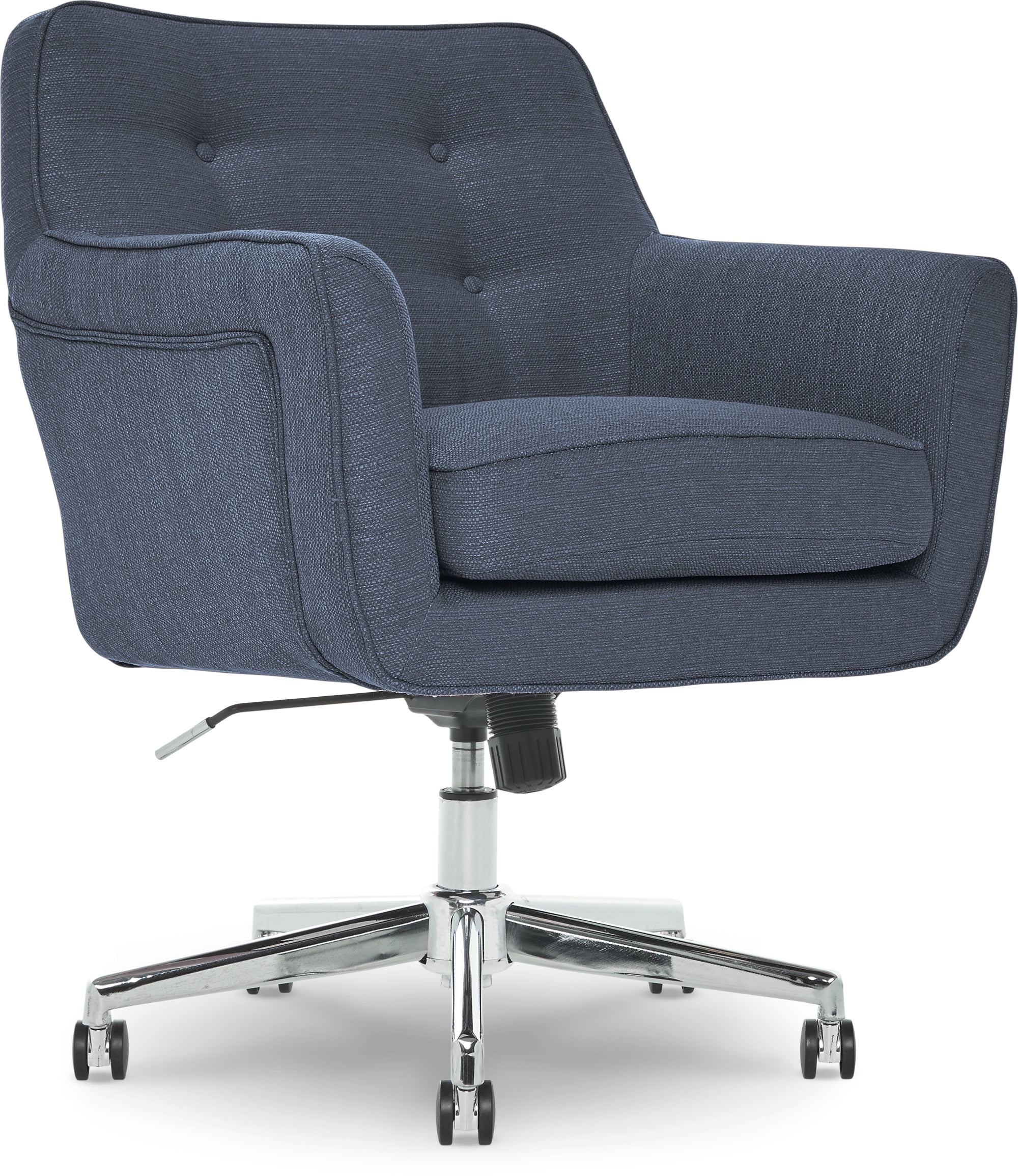 Serta Ashland Office Desk Chair, Button Tufted Mid-Back, Memory Foam Cushion, Chrome Swivel Base, Charcoal