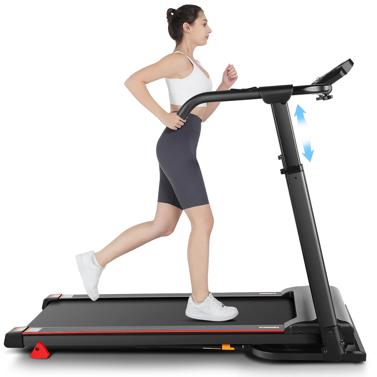 Ancheer Folding Treadmill with Incline, Treadmill with Adjustable Height Desk & Removable iPad Holder,Speed Range 0.6-7.5 mph,300 LBS Weight Capacity