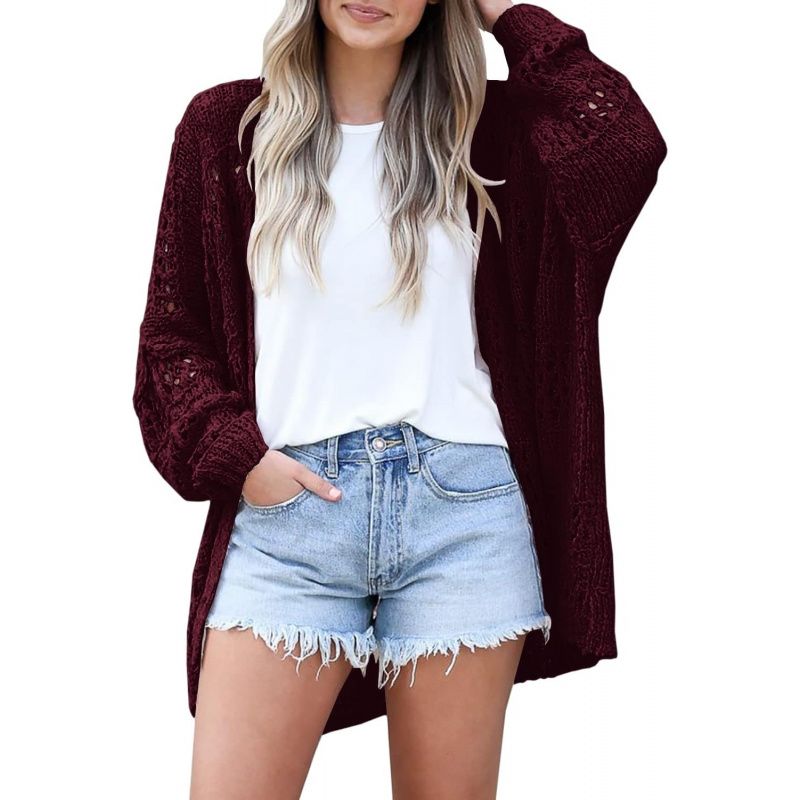 Women's Crochet Cardigan Sweater Kimonos Boho Solid