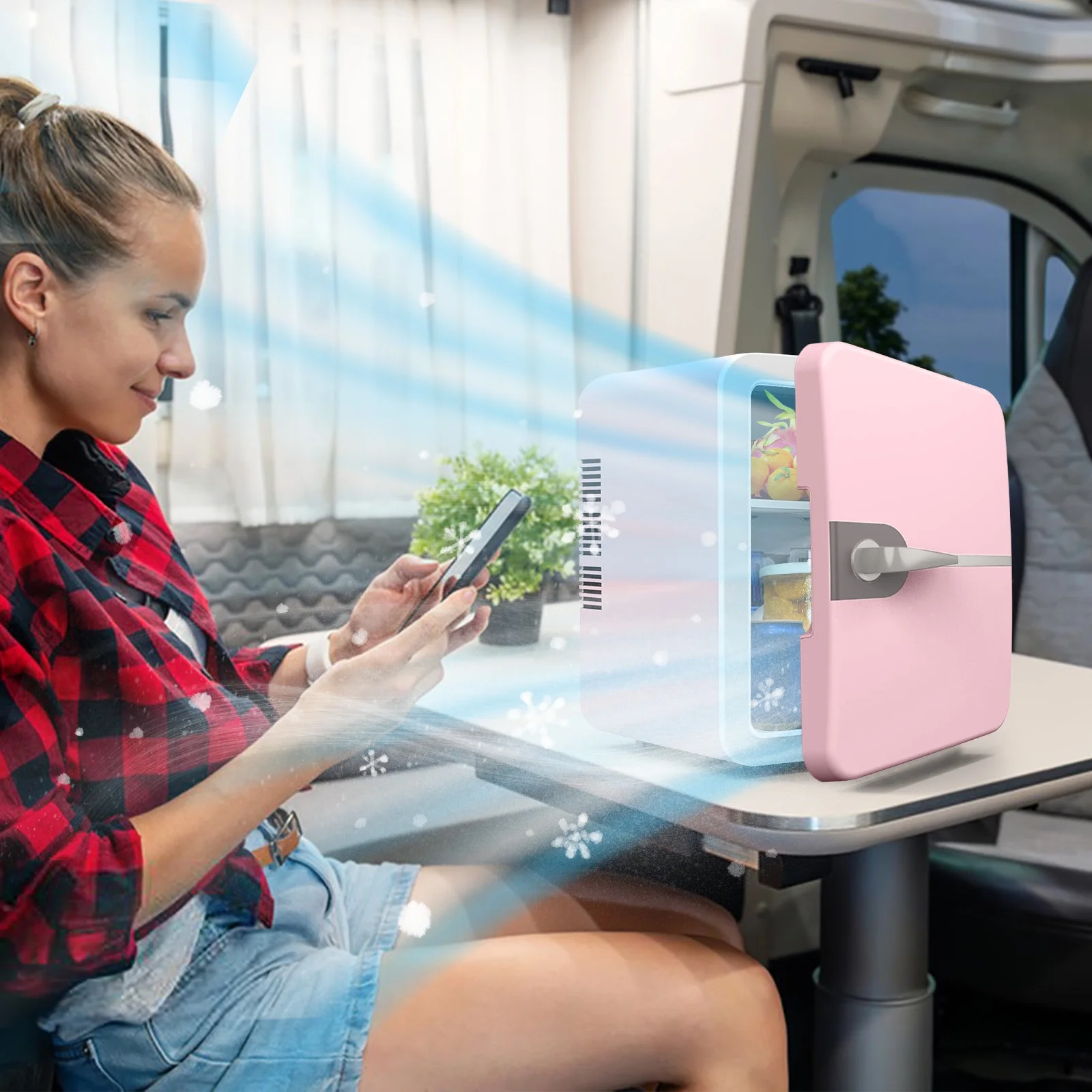 Mini Fridge, Portable Small Refrigerator 6L Cooler Compact Fridge for SkinCare, Food and Drinks, Small Fridge for Bedroom, Dorm, Car, Office Desk