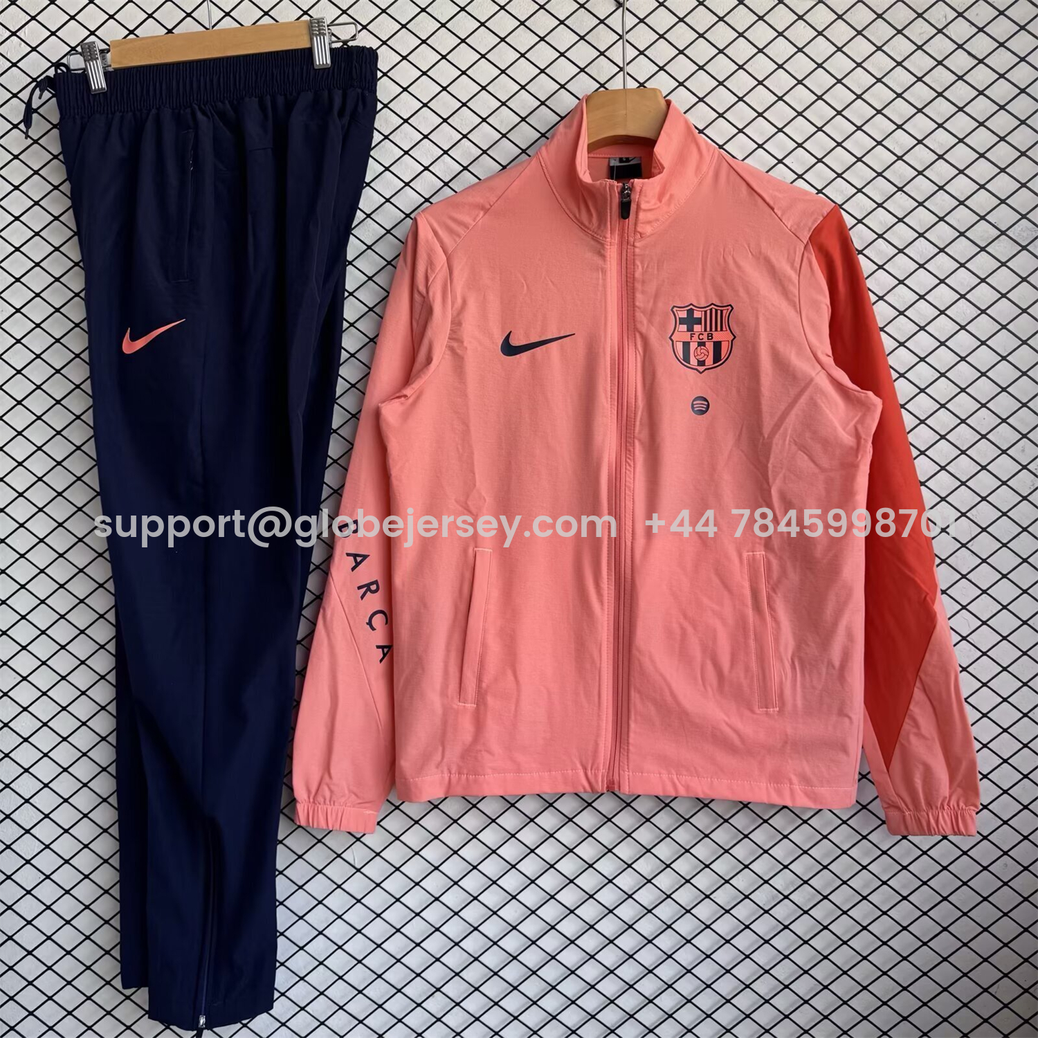 Barcelona 25-26 Windbreaker Training Set - Pink Top and Black Pants