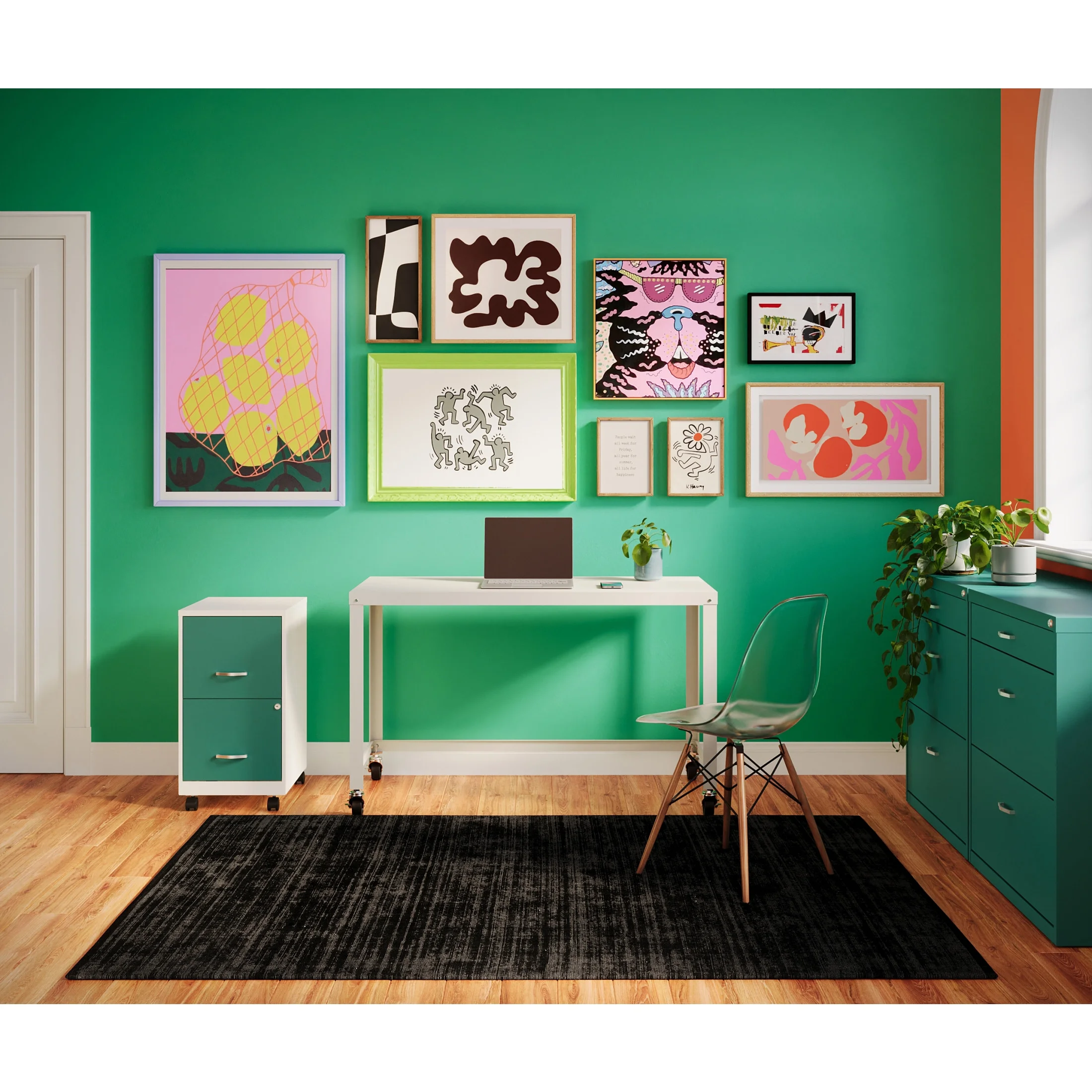 Space Solutions Ready-to-Assemble 48-inch Wide Mobile Metal Desk for Home Office, Navy