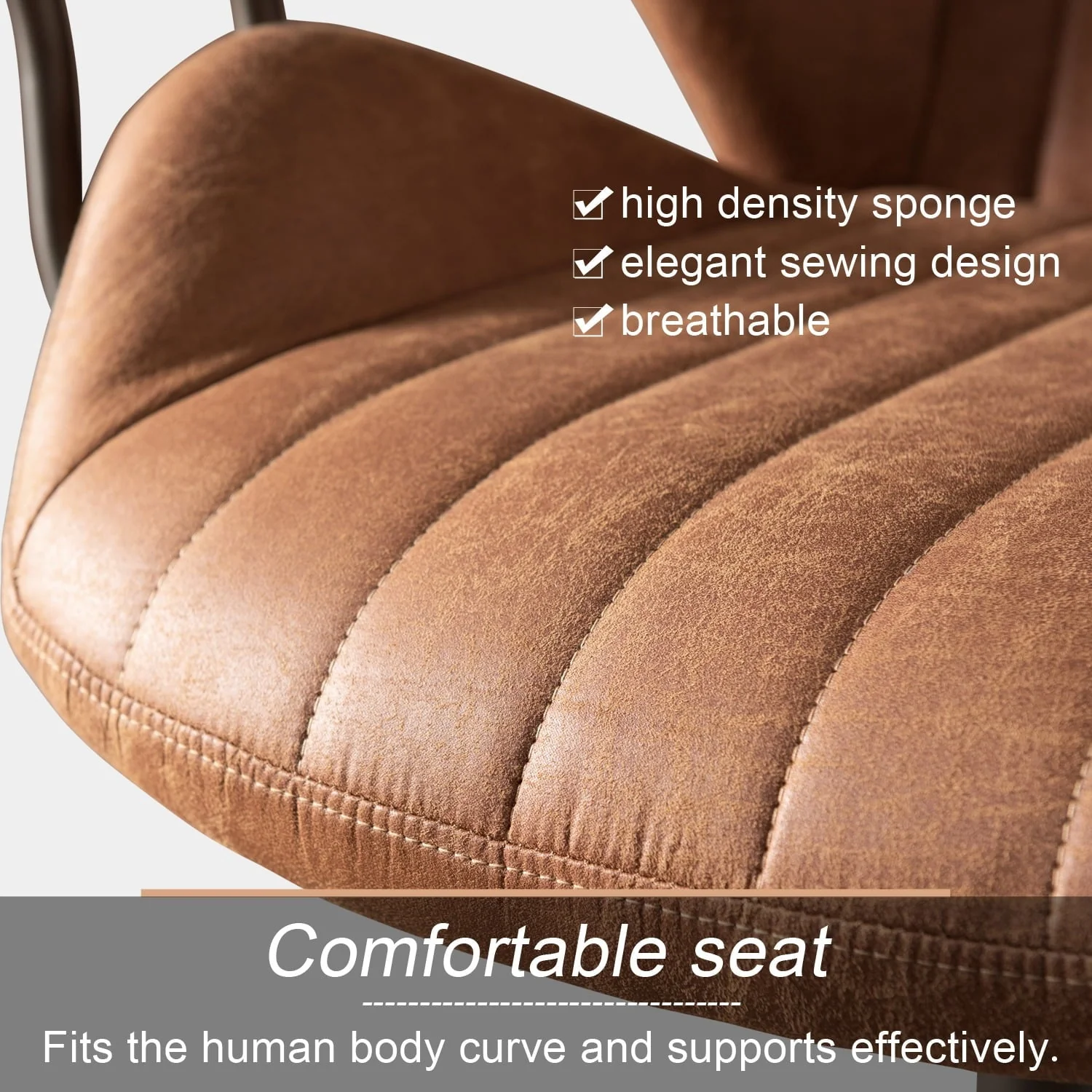 Ovios Ergonomic Office Chair Modern Computer Desk Suede Fabric Desk Chair with Lumbar Support for Home Office