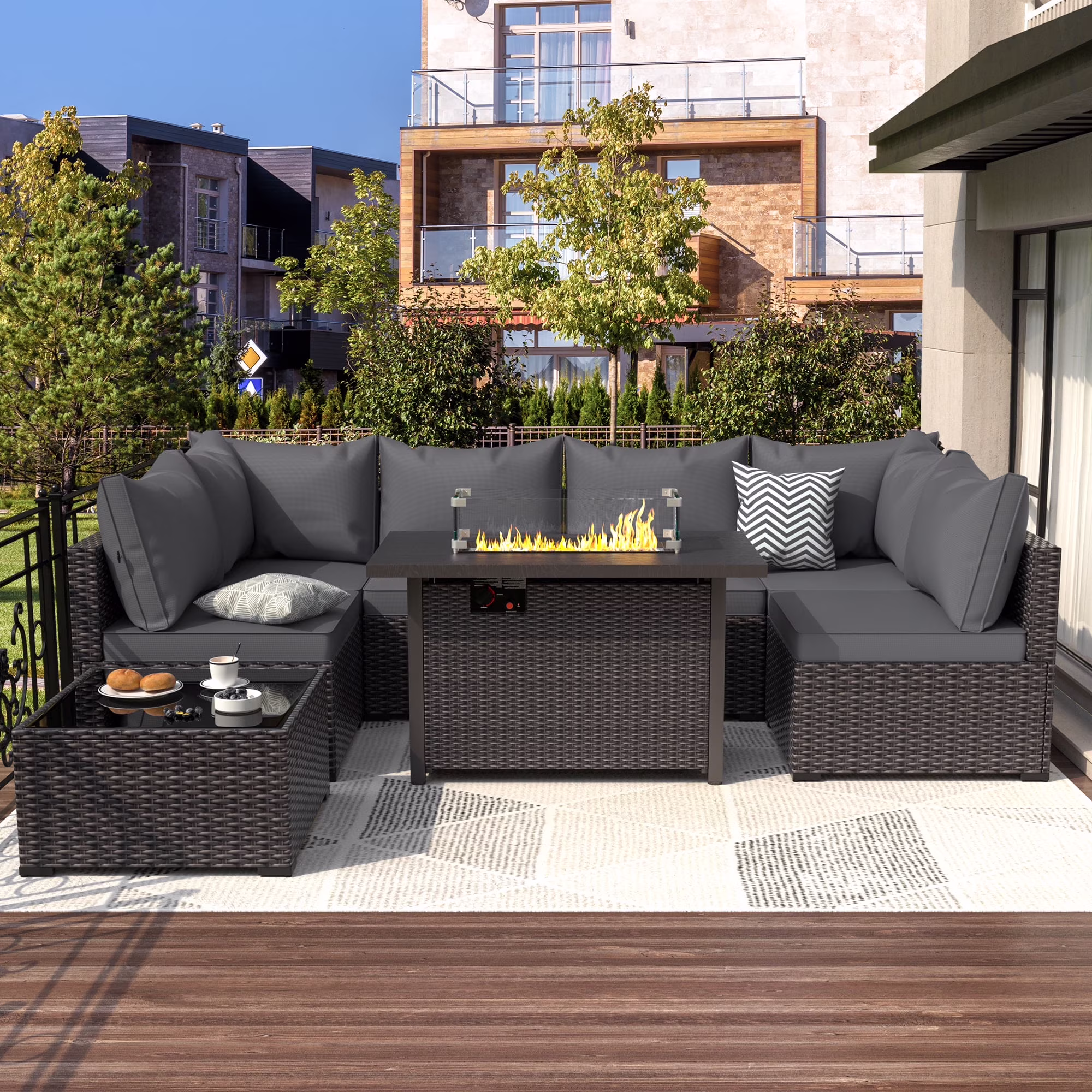 8 Piece Patio Furniture Set with 42
