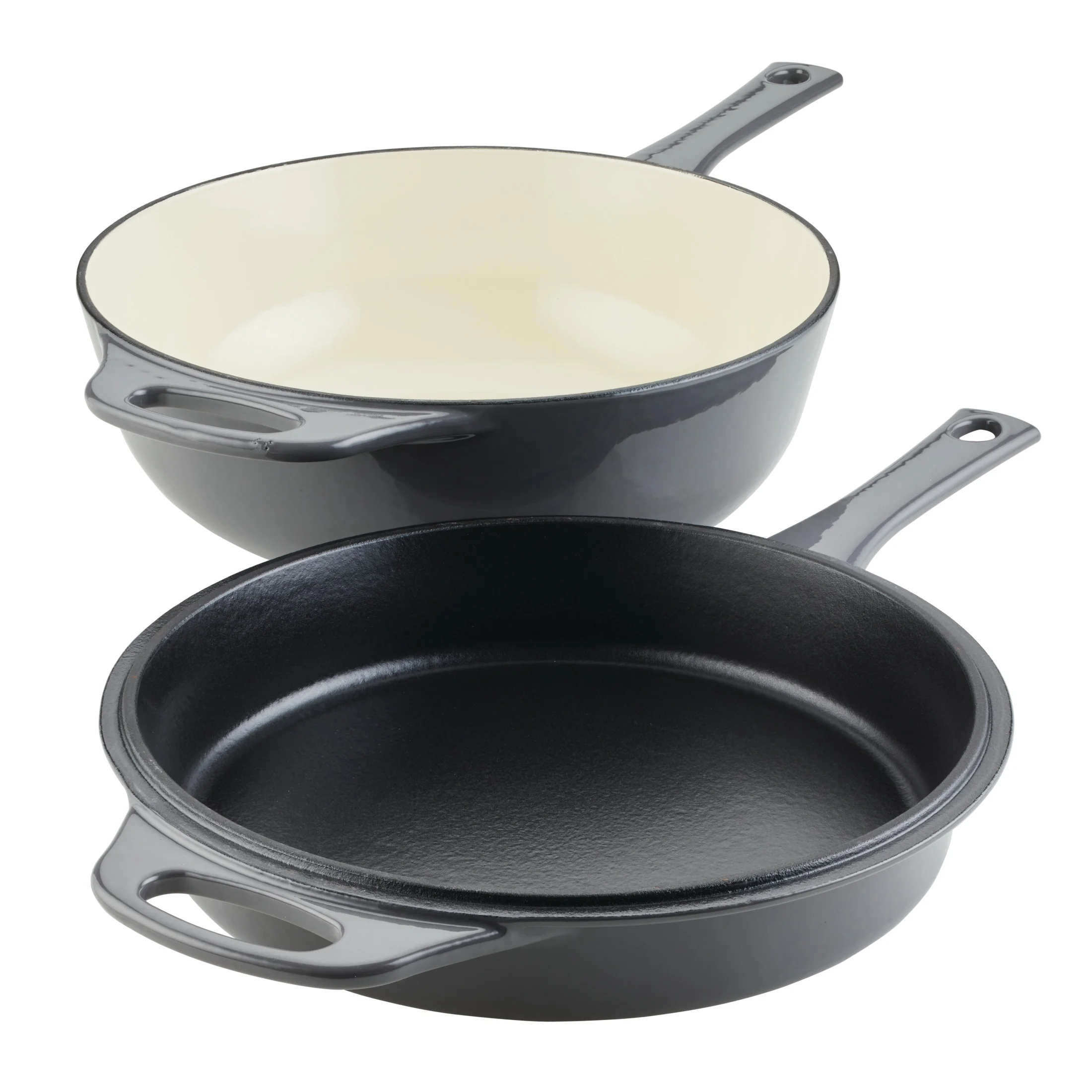 Rachael Ray Enameled Cast Iron 3-in-1 Dutch Oven Skillet Saute Combo, 4 Quart, Gray