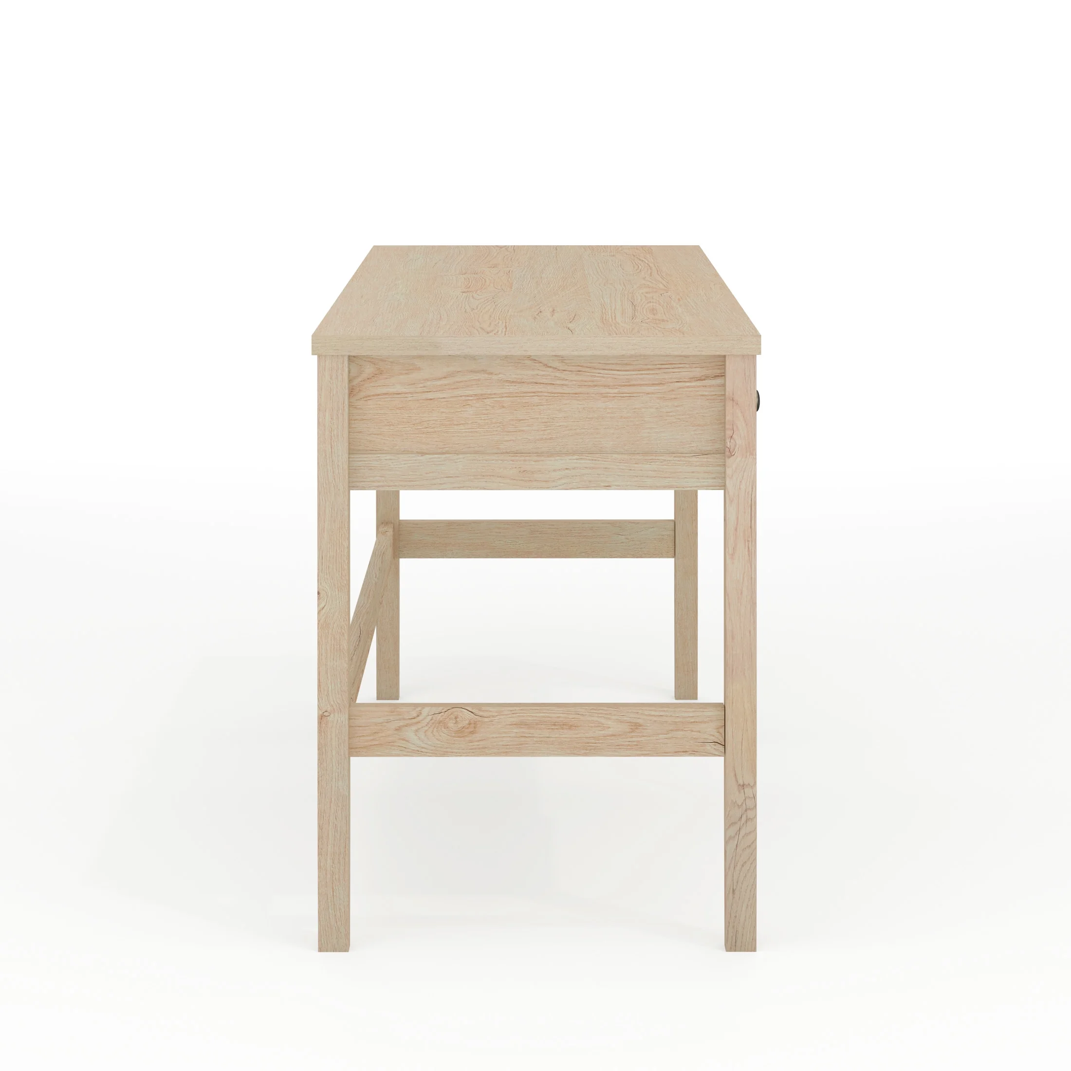 Martha Stewart Home Office Writing Desk with Tapered Legs in Light Natural with Antique Bronze Hardware