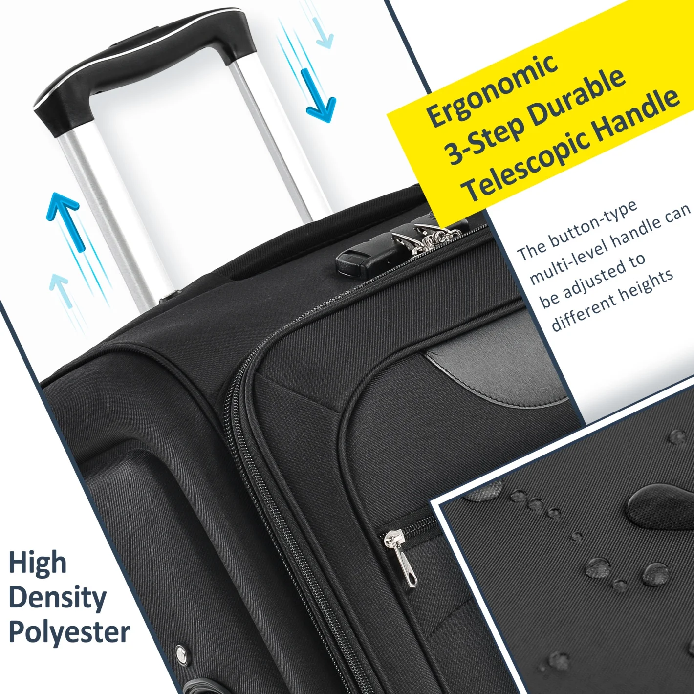 Expandable Softside Luggage Sets 3 Piece,Upright Spinner Suitcases with Wheels,Lightweight Carry on Luggage Travel Set,Green