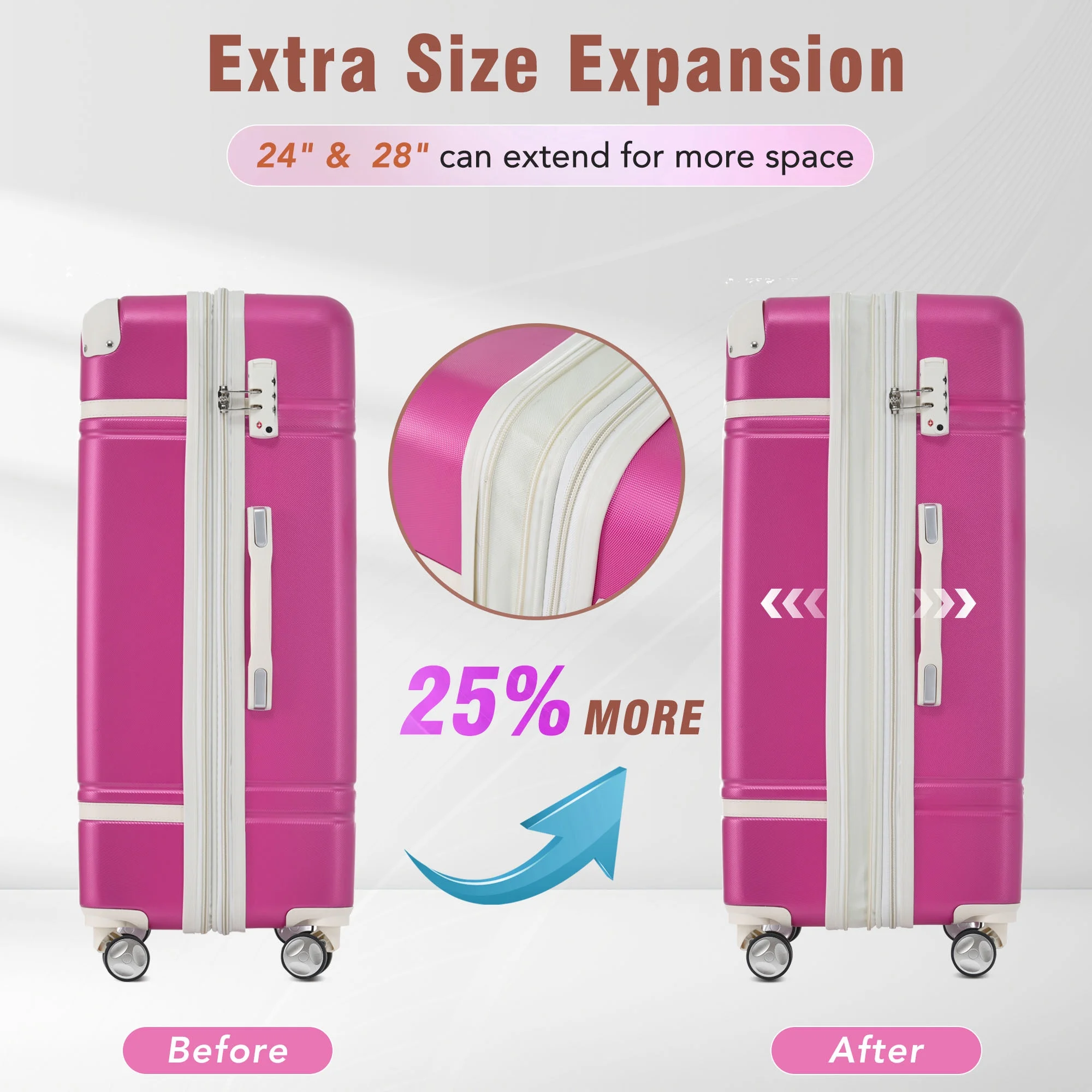EUROCO 4-Piece Luggage Sets,Hardside Expandable Carry On Suitcase with TSA Lock,Cosmetic Case and Double Spinner Wheels,Lightweight Travel Luggage(20