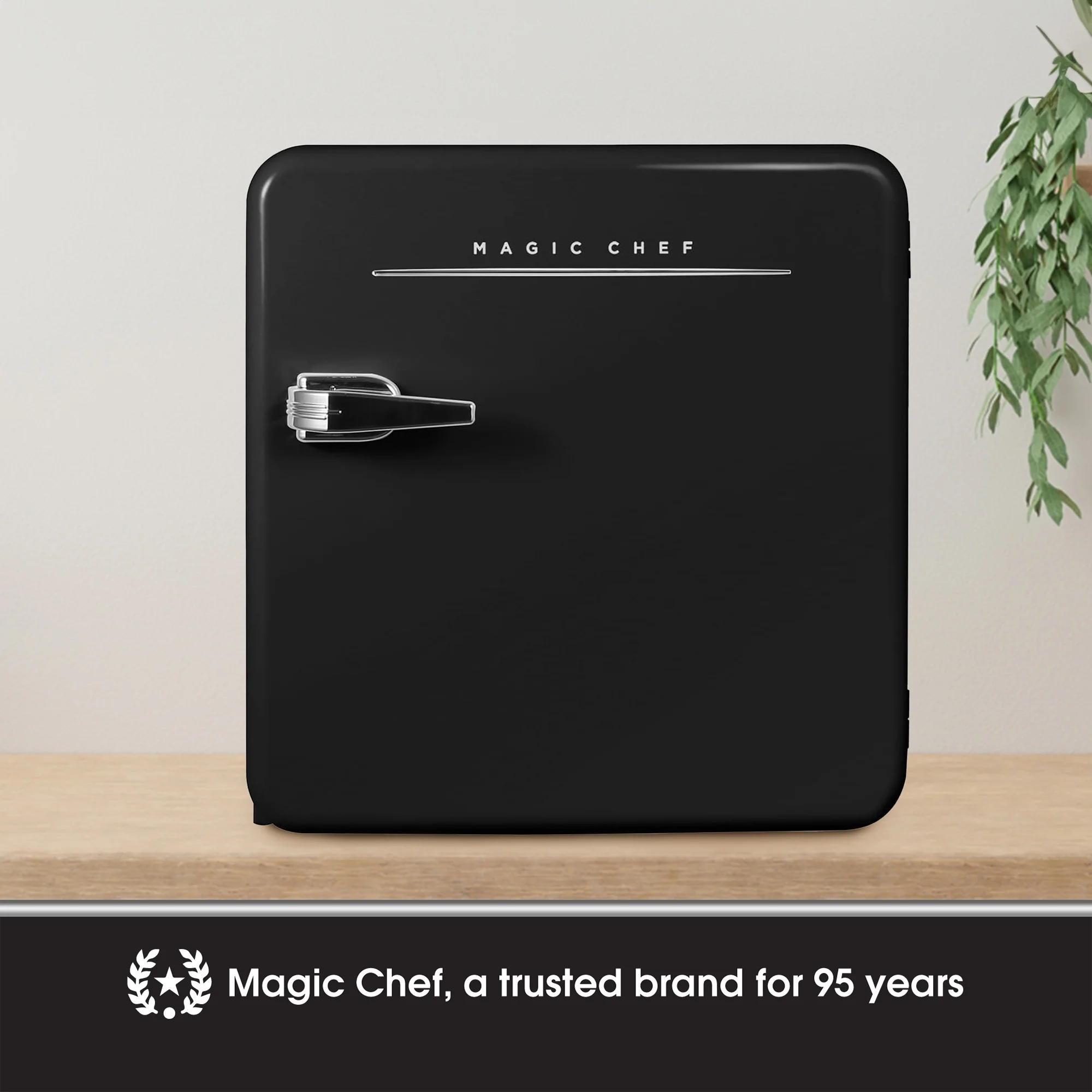 Open Box Magic Chef 1.6 Cu. Ft. Retro Mini Fridge with LED Light, Black, 34 lbs