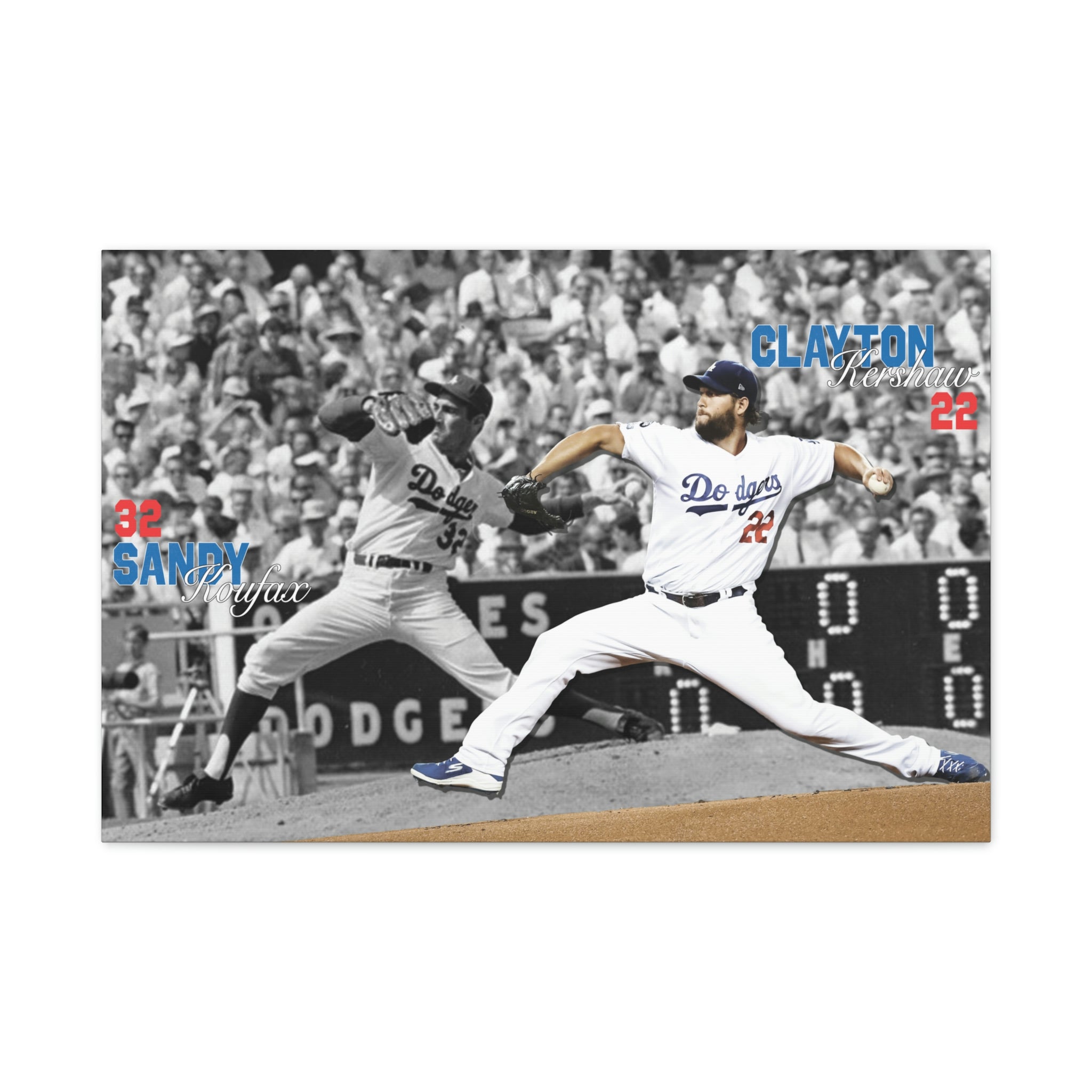 Sandy Koufax and Clayton Kershaw Los Angeles Dodgers All-Time Greats Premium Wall Art Canvas Wrap