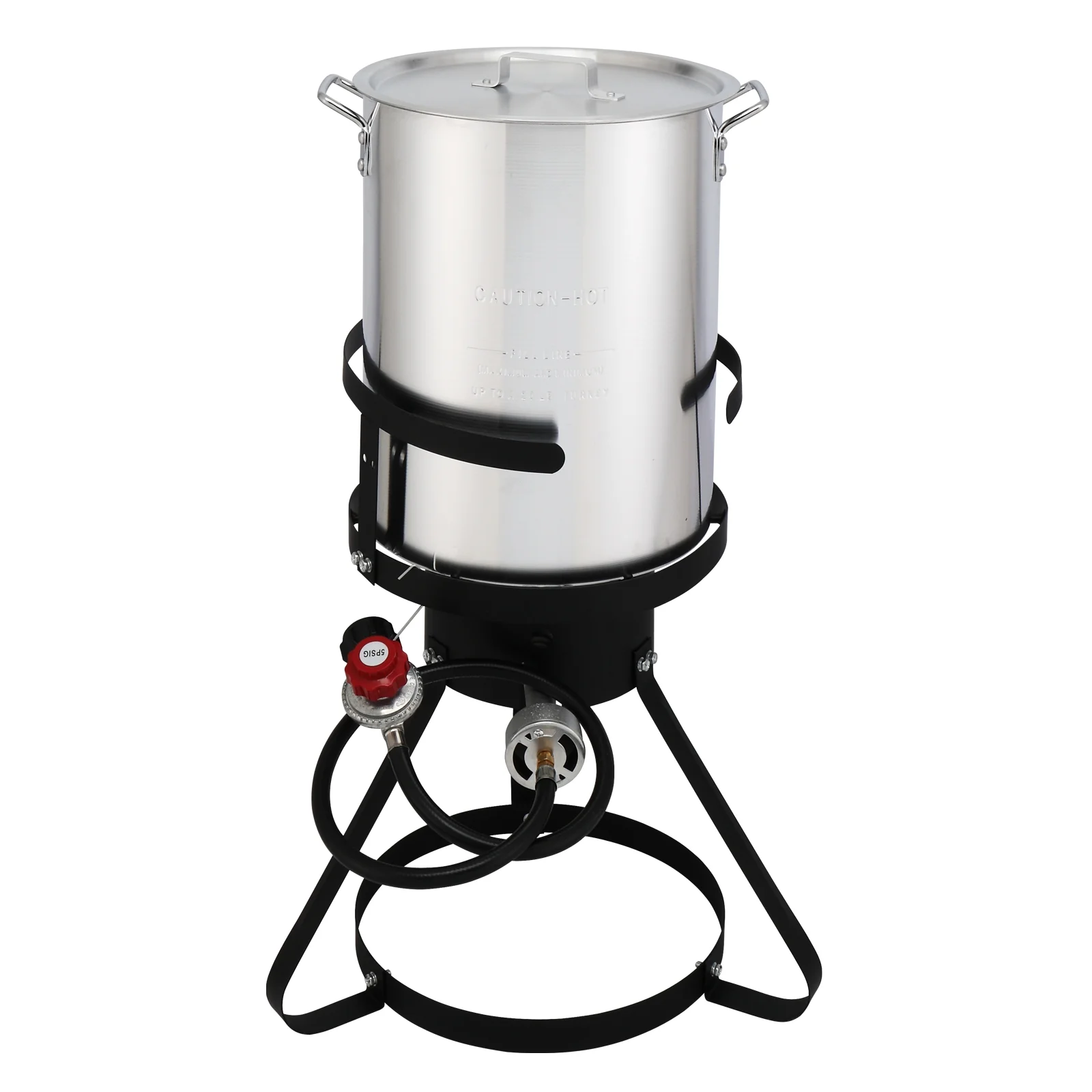 SalonMore 30qt Aluminum Turkey Fryer Pot Boiler Fish Fryer Outdoor 4-Piece Set Upgraded with Side Table