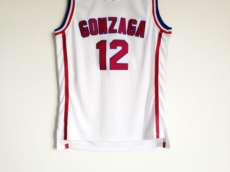 NCAA Gonzaga University No. 12 John Stockton White Embroidered University Jersey