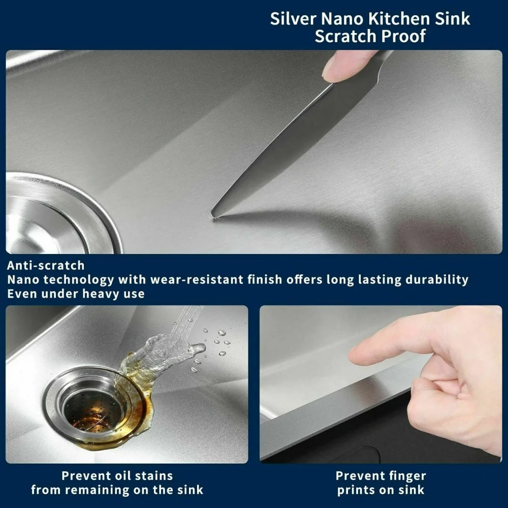 RXFSP 23 in Stainless Steel Farmhouse Apron Front Workstation Sink, Single Bowl, Corrosion and Noise Resistant