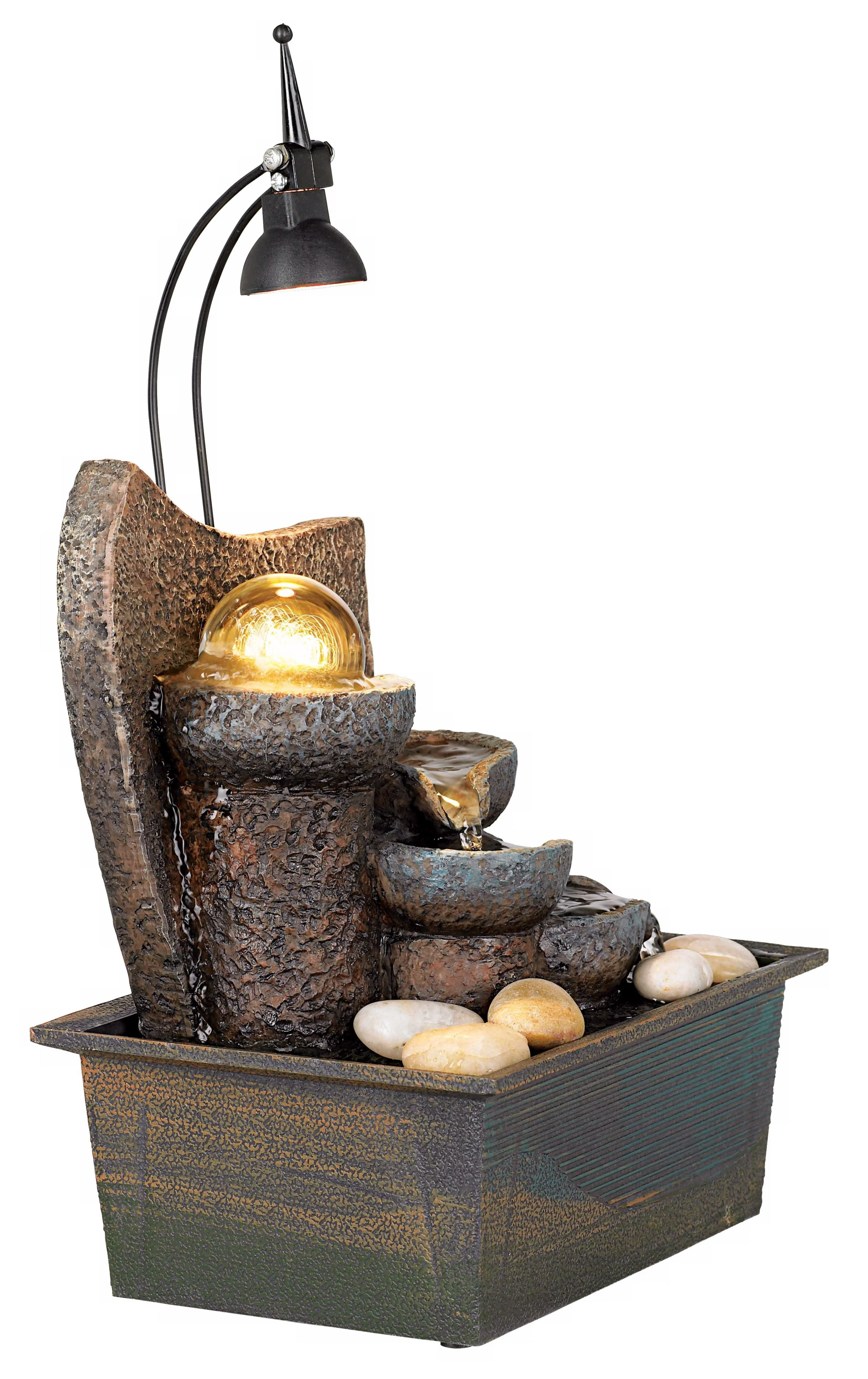 John Timberland Japanese Zen Indoor Tabletop Water Fountain with Light LED 10