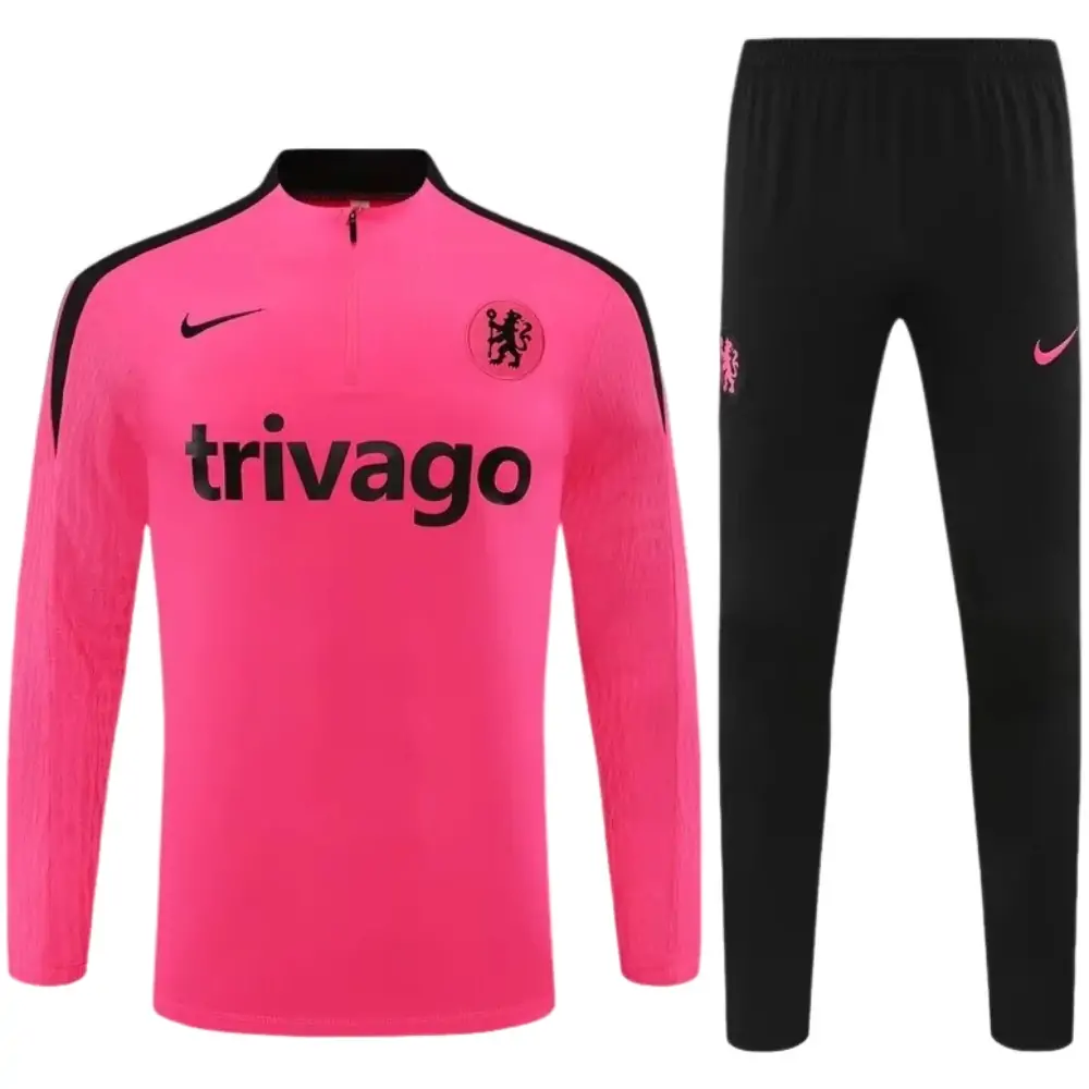 2024/25 Chelsea half-pull training uniform pink 1:1 Thai quality suit