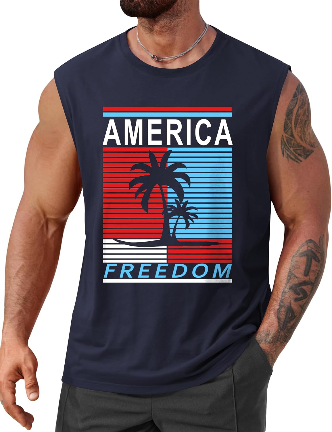Men's Beach Summer Tank Tops Palm Tree Graphic