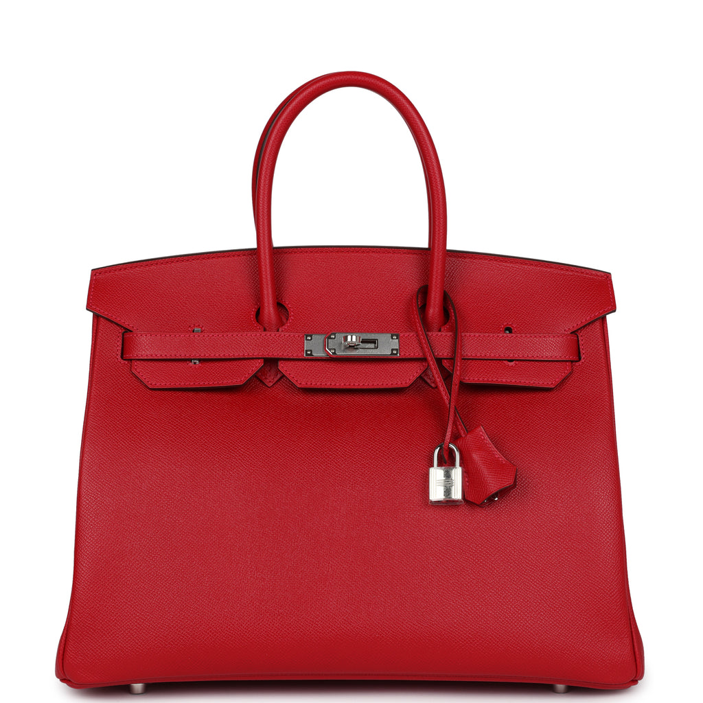 Birkin 35 Rouge Casaque Epsom Palladium Hardware