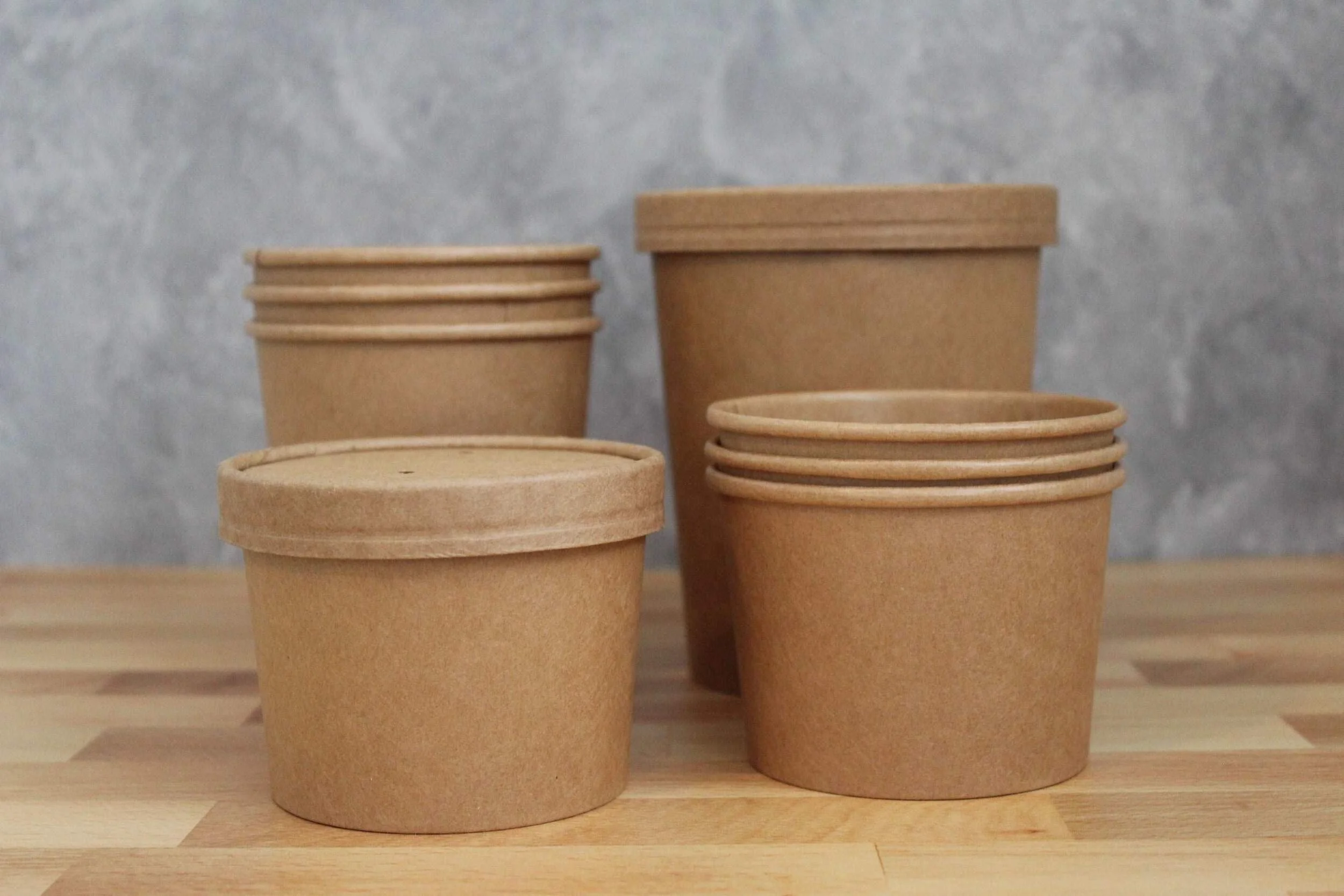 32oz Kraft Paper Soup Container (500pcs) | Take-Out | Round Paper Bowl