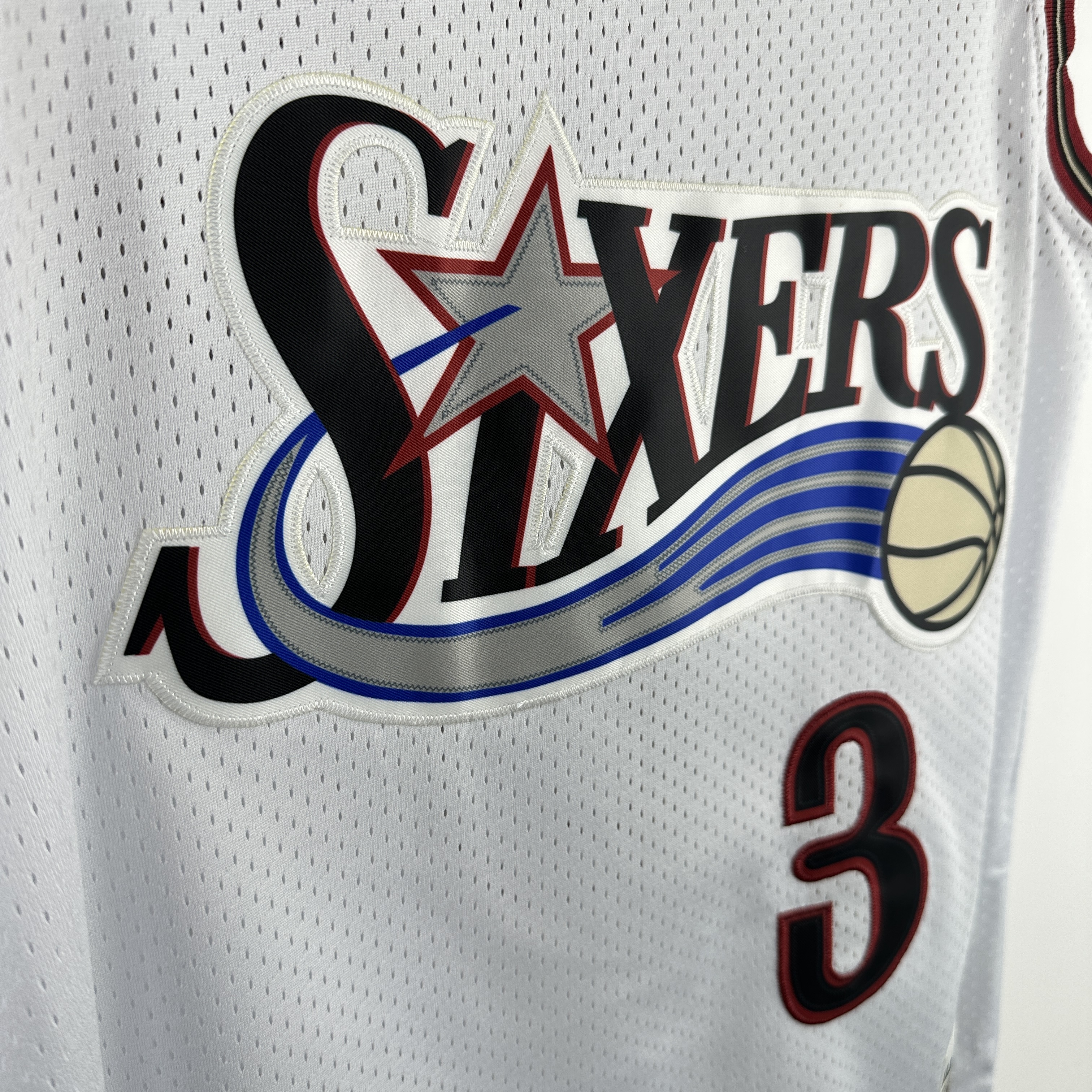 Embroidered MN Retro Jersey 76ers 97/98 Season Big Star White No. 3 Iverson