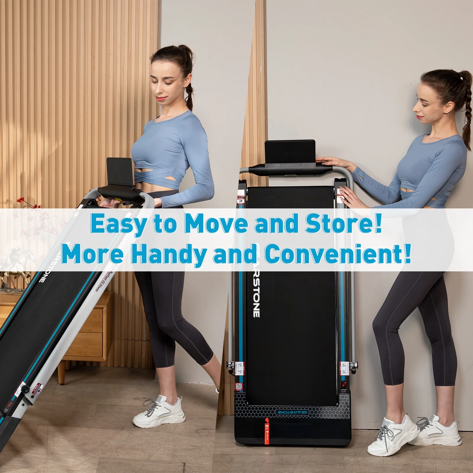 GEARSTONE Treadmills for Home, 2 in 1 Folding Treadmill, Under Desk Treadmill Walking Pad Treadmill with Bluetooth Speakers, Compact & Portable Treadmill with Remote & LED Screen, Office Treadmills