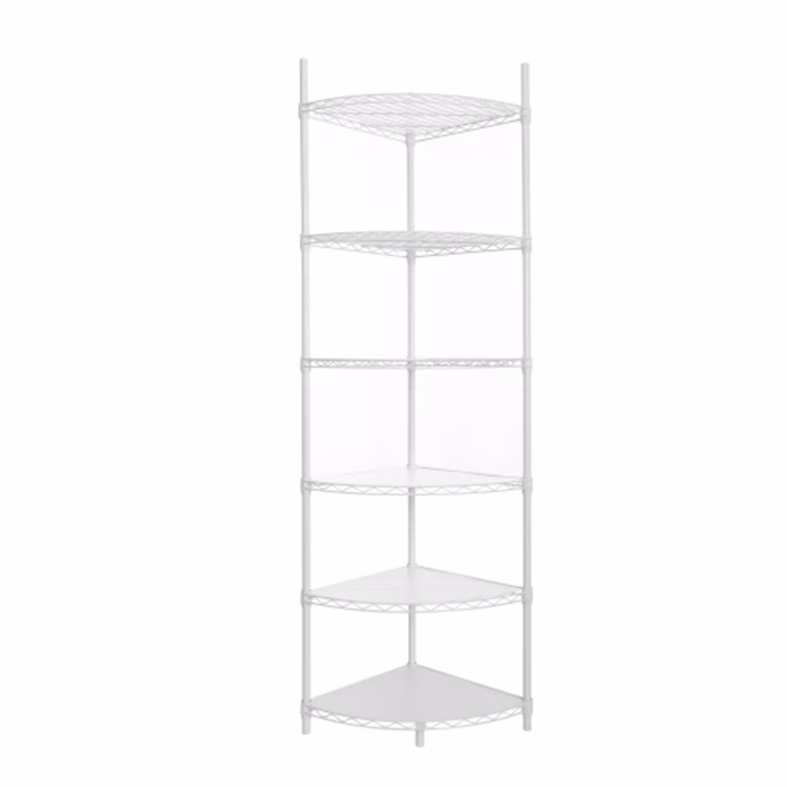 6 Tier Corner Storage Shelves, Wire Shelving Unit, Adjustable Metal Heavy Duty Free Standing Corner Storage Display Chrome Rack for Laundry Bathroom Kitchen Pantry Closet, Chrome