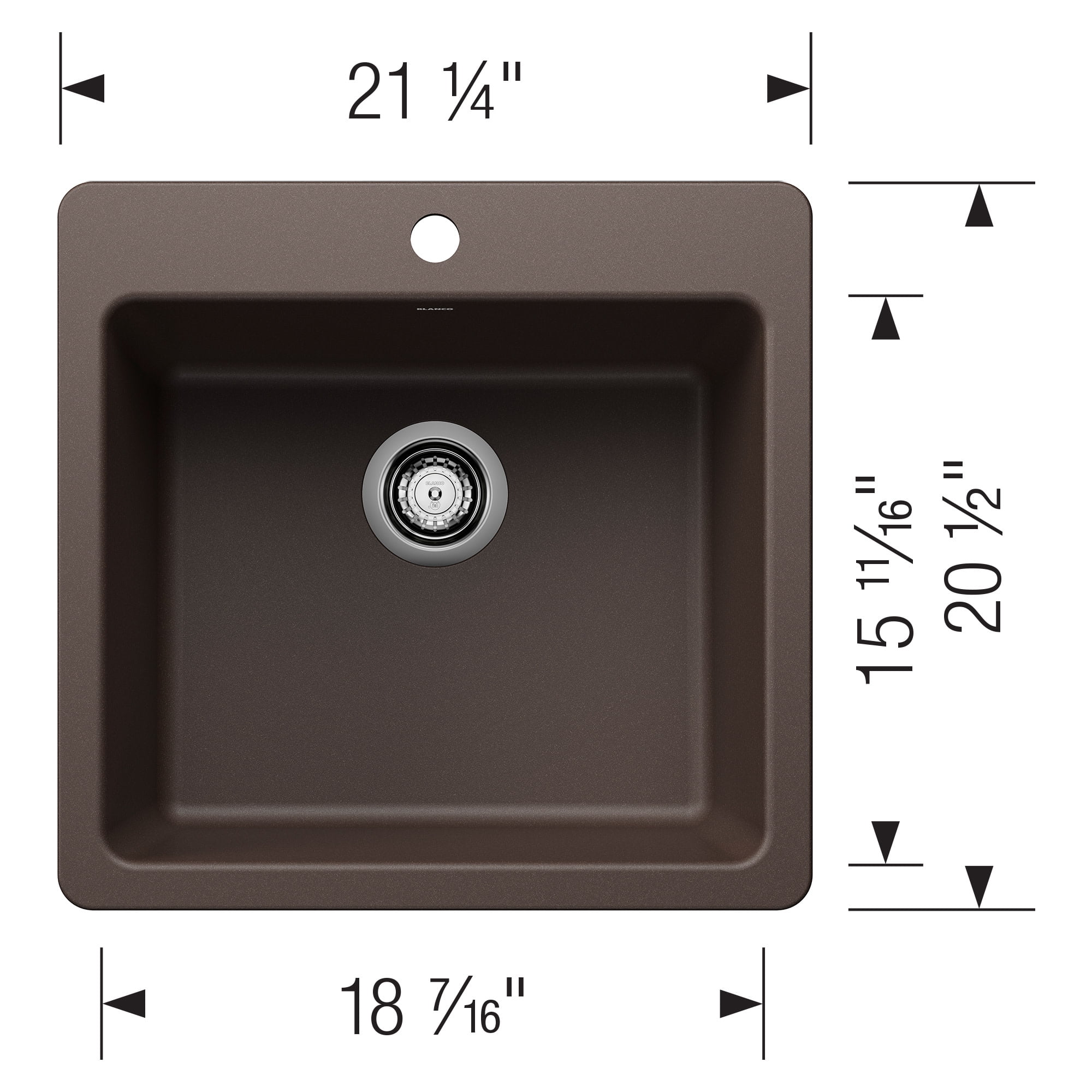 Blanco 443227 21 in. Liven Silgranti Single Bowl Dual Mount Kitchen Sink - Anthracite