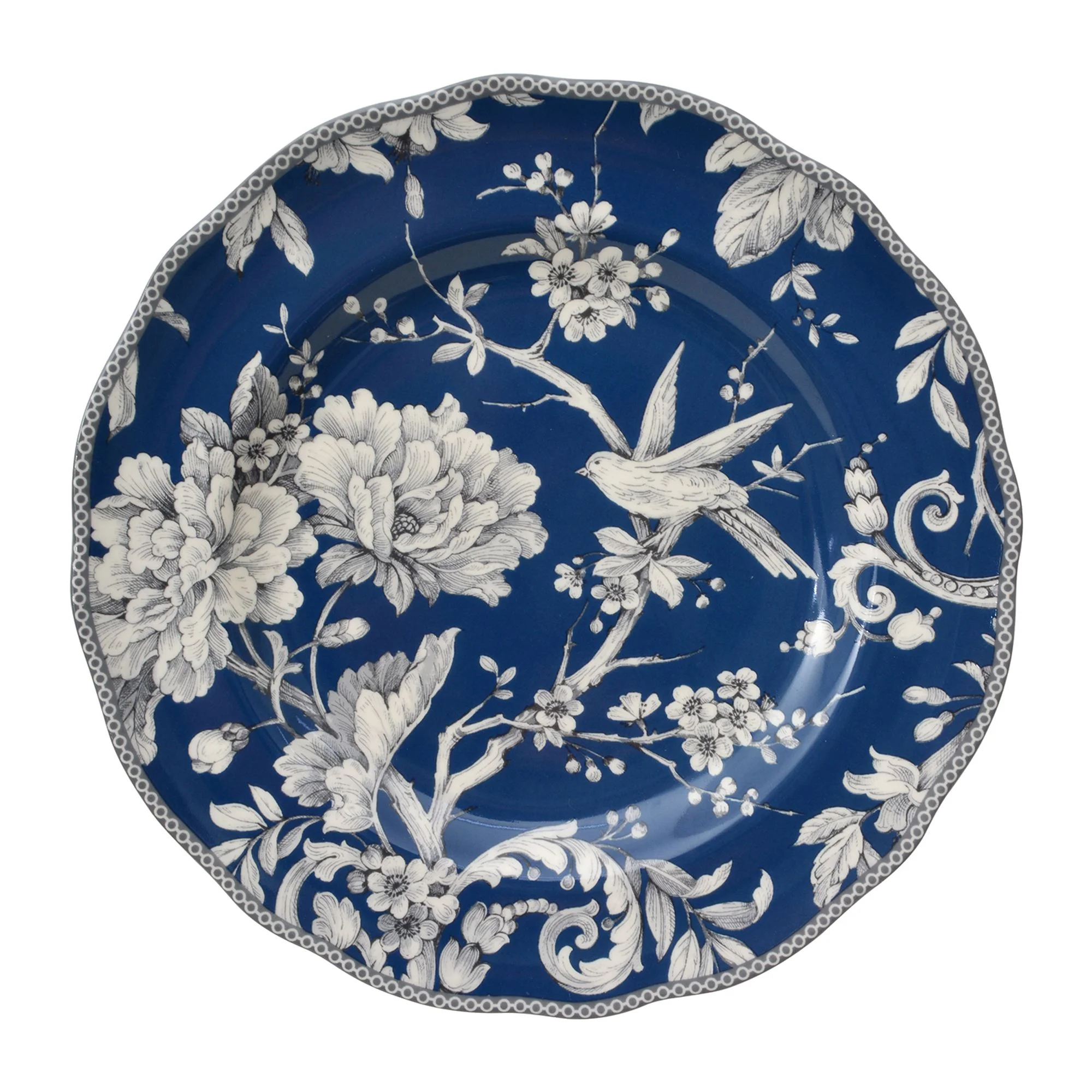 222 Fifth Adelaide Round 16-Piece Porcelain Dinnerware Set, Black Toile